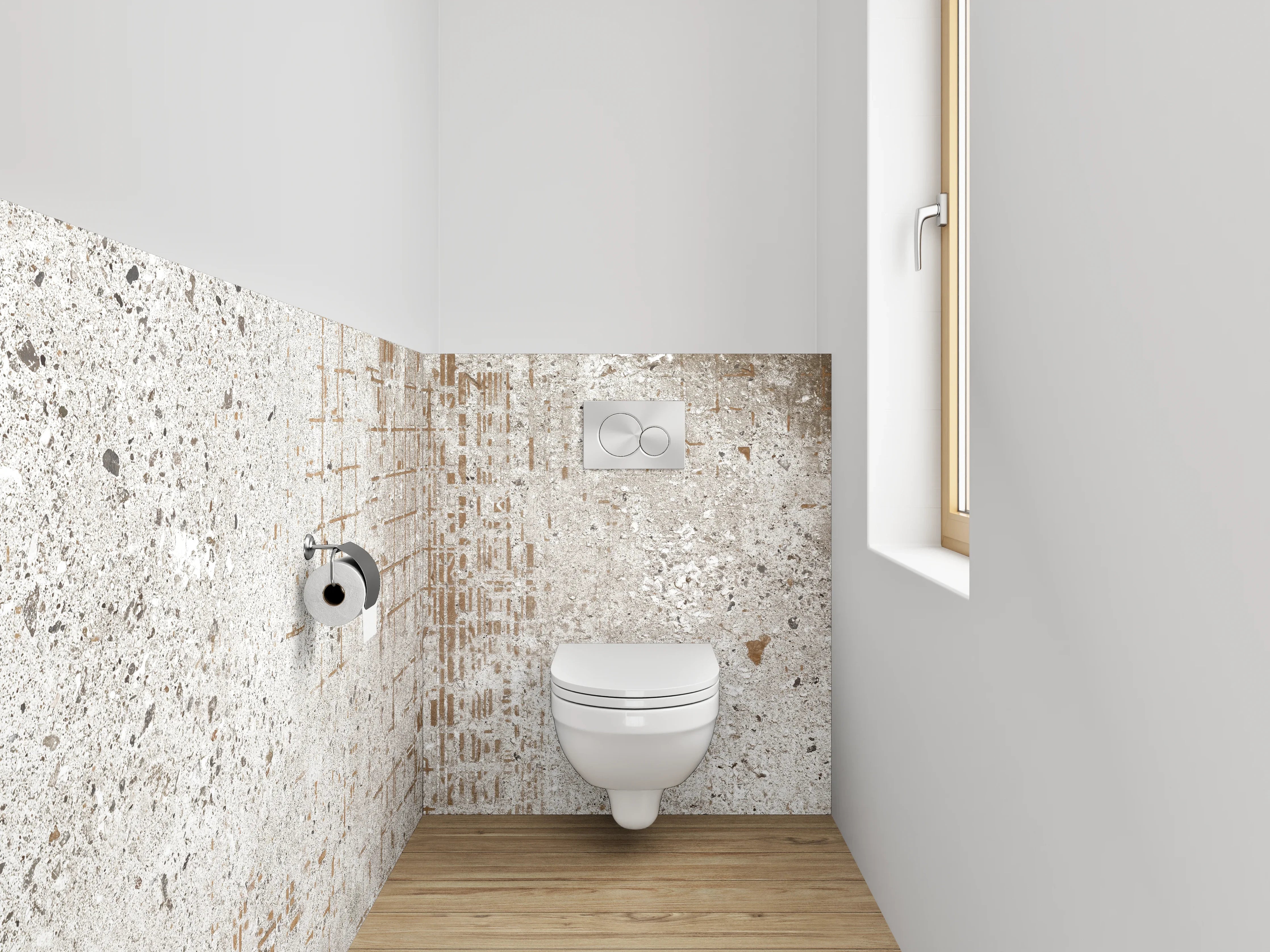 WC-Rückwand - Beton-Optik Weiß Grau Used-Look