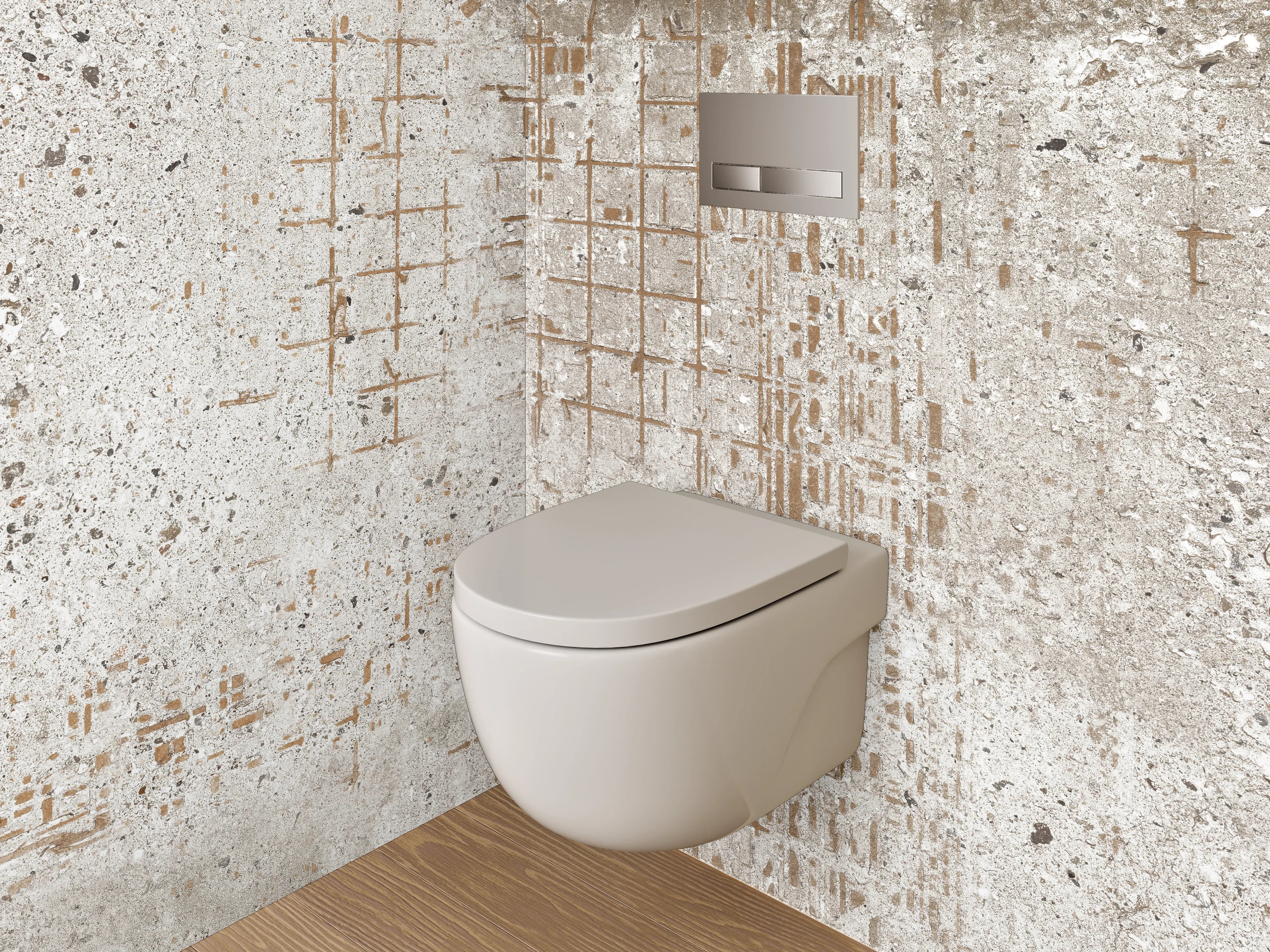 WC-Rückwand - Beton-Optik Weiß Grau Used-Look