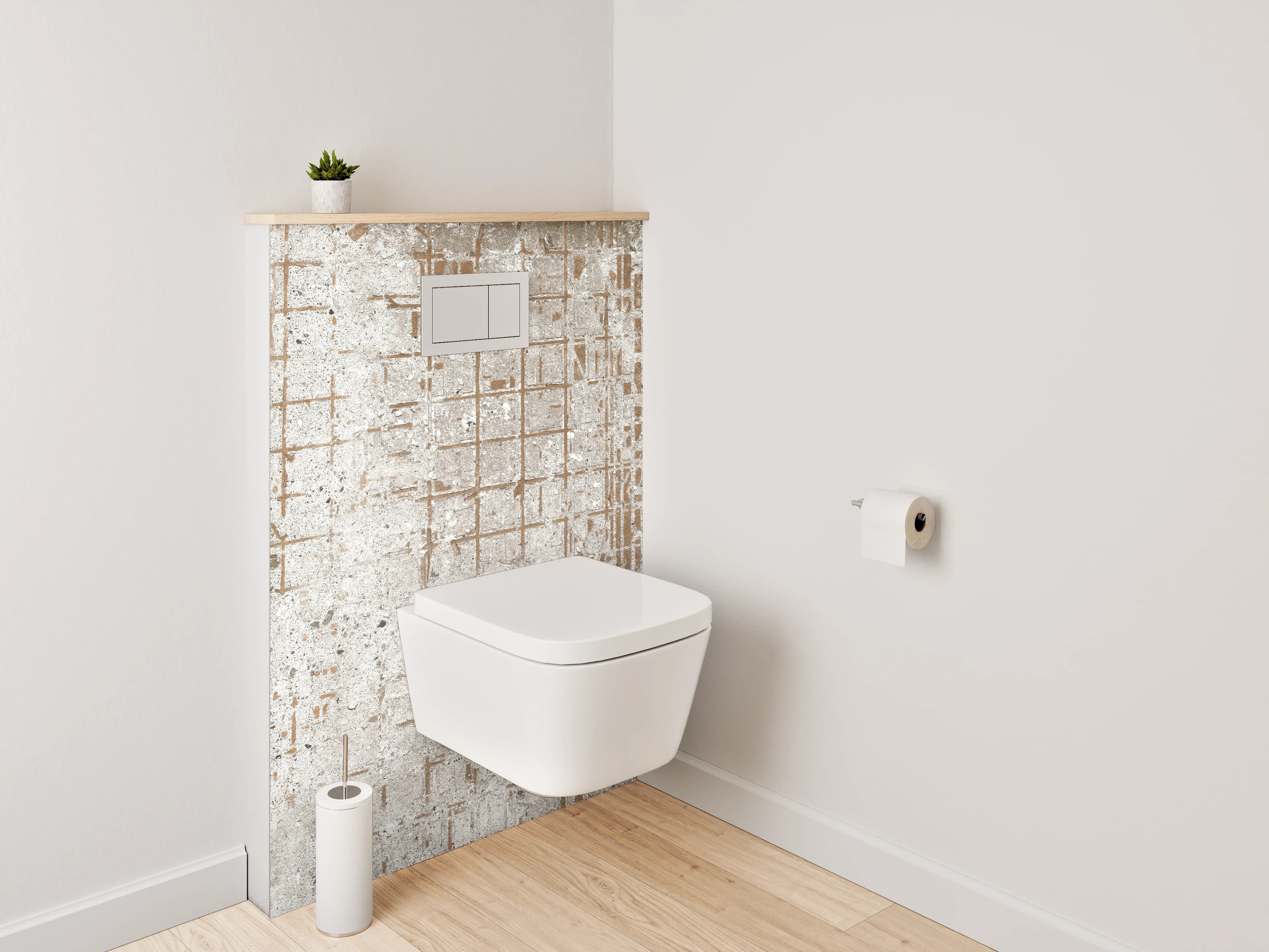 WC-Rückwand - Beton-Optik Weiß Grau Used-Look