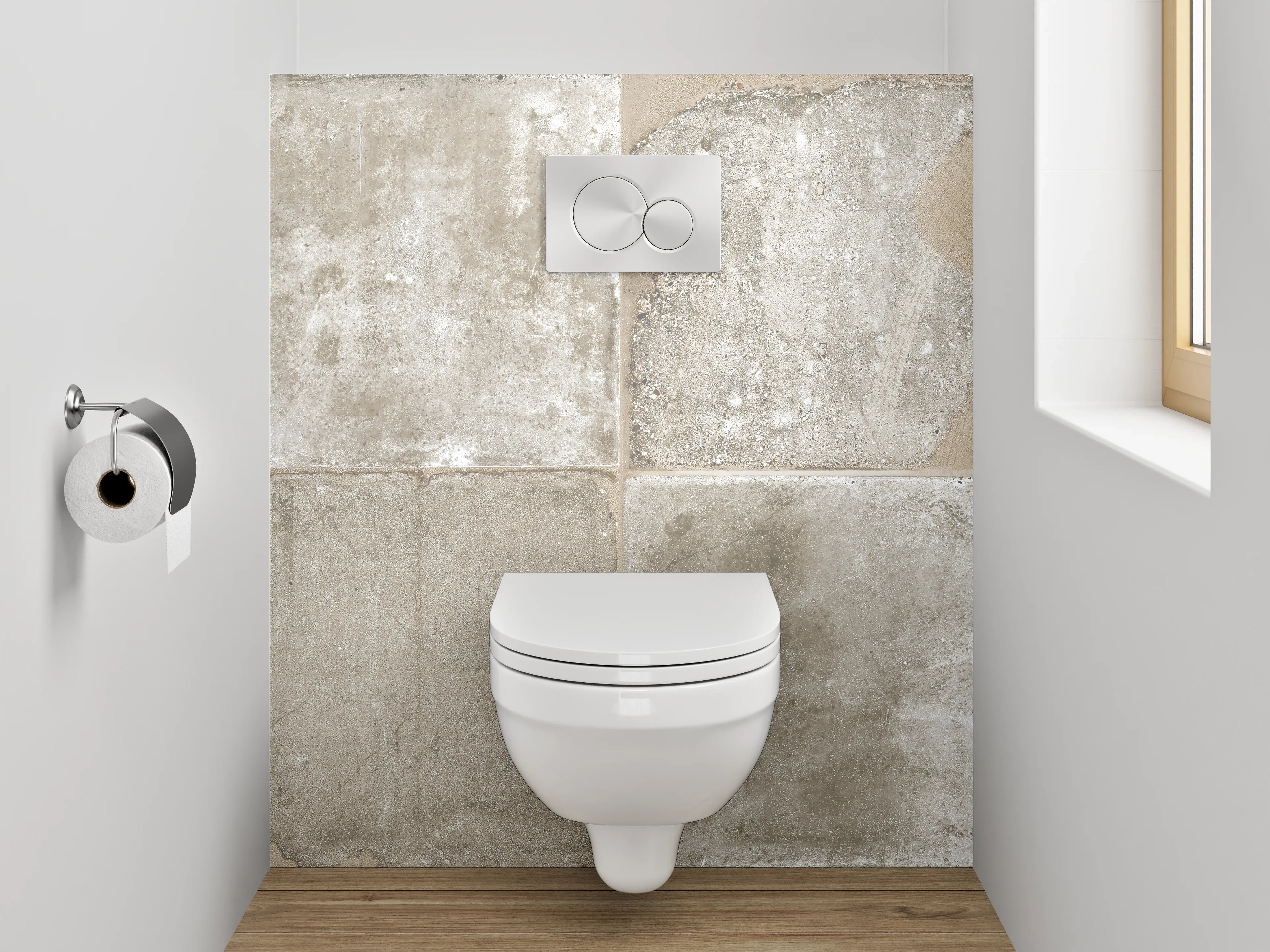 WC-Rückwand - Beton Vintage Fliesenoptik Grau Beige