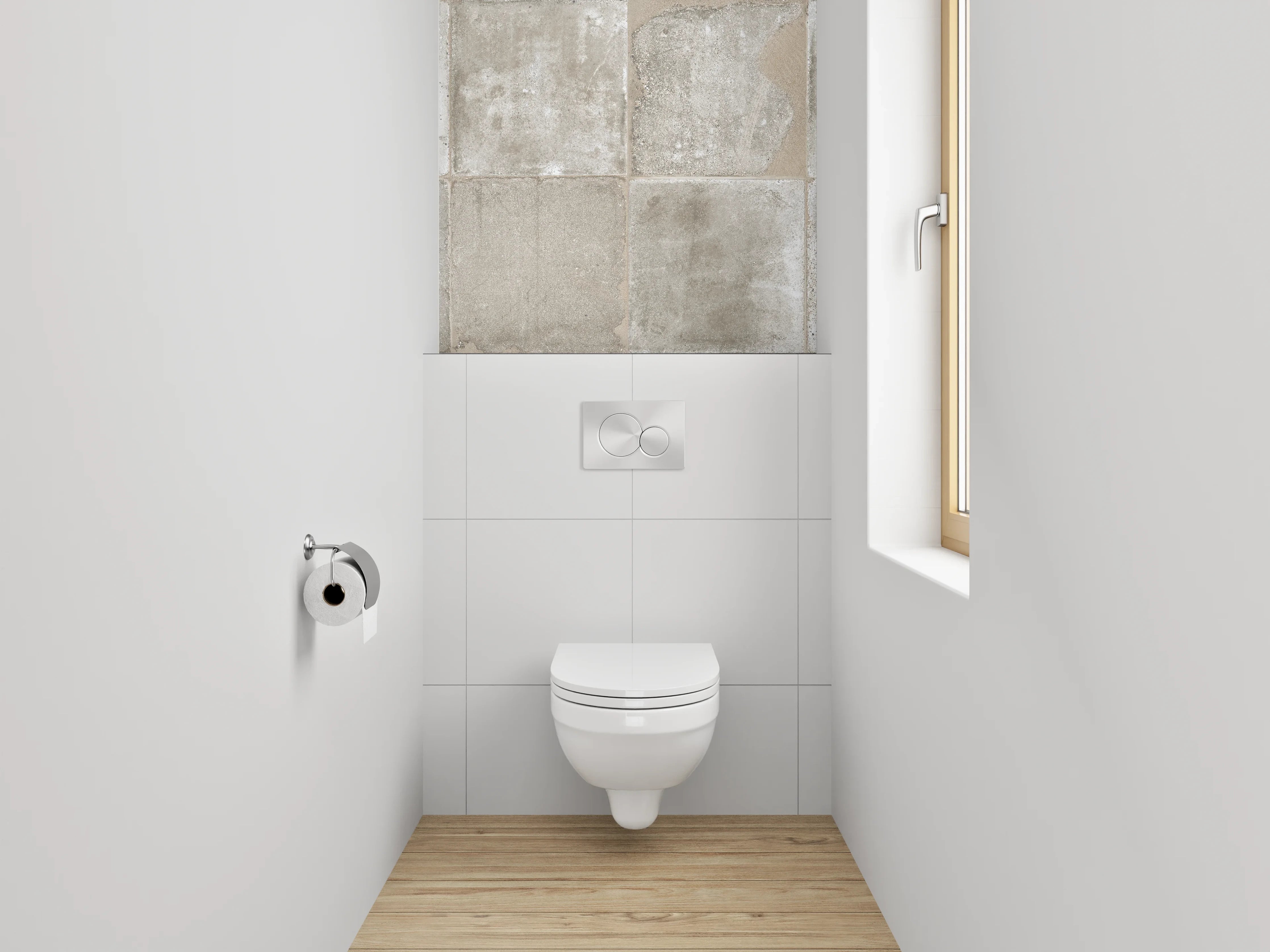 WC-Rückwand - Beton Vintage Fliesenoptik Grau Beige