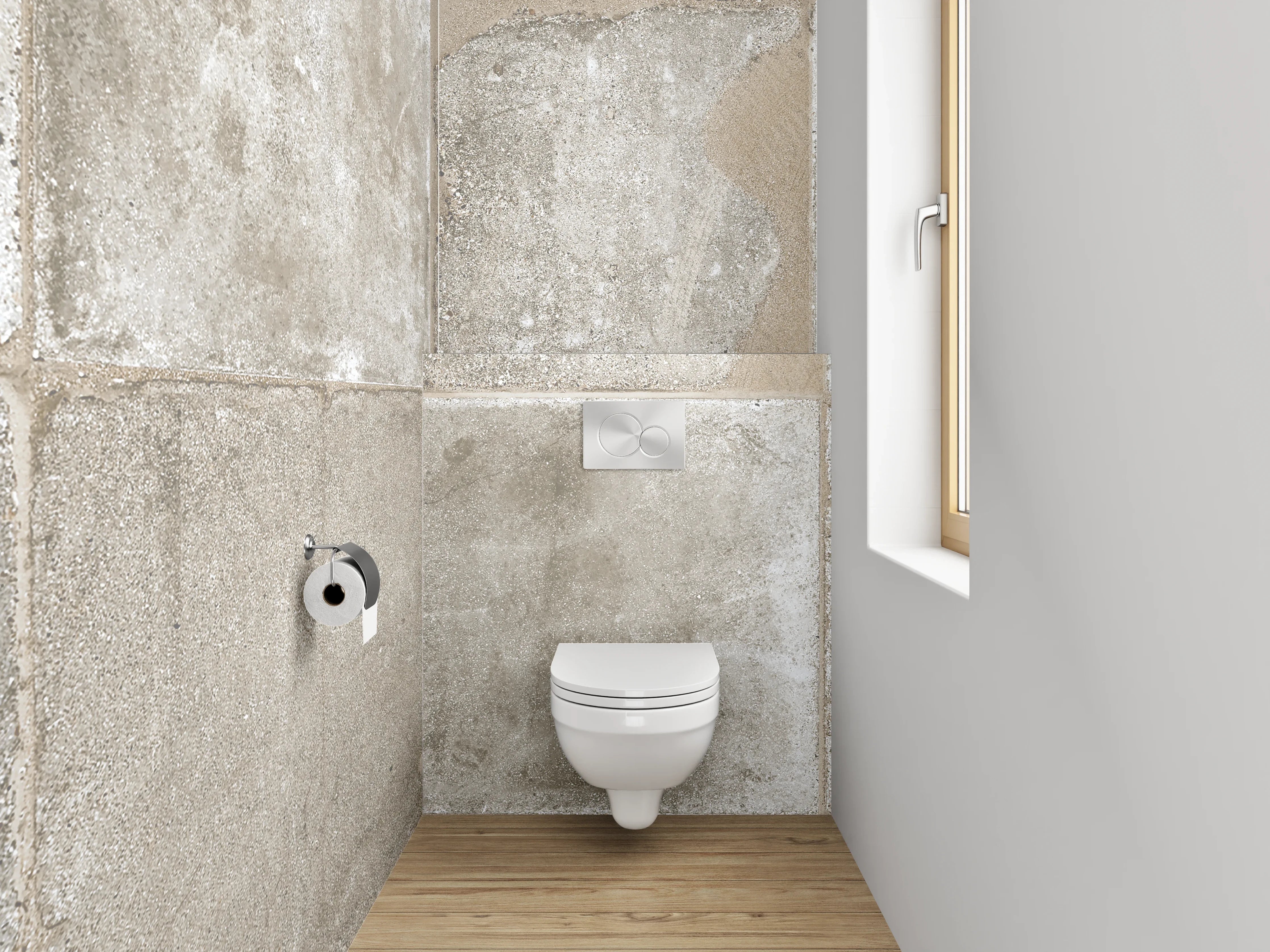 WC-Rückwand - Beton Vintage Fliesenoptik Grau Beige