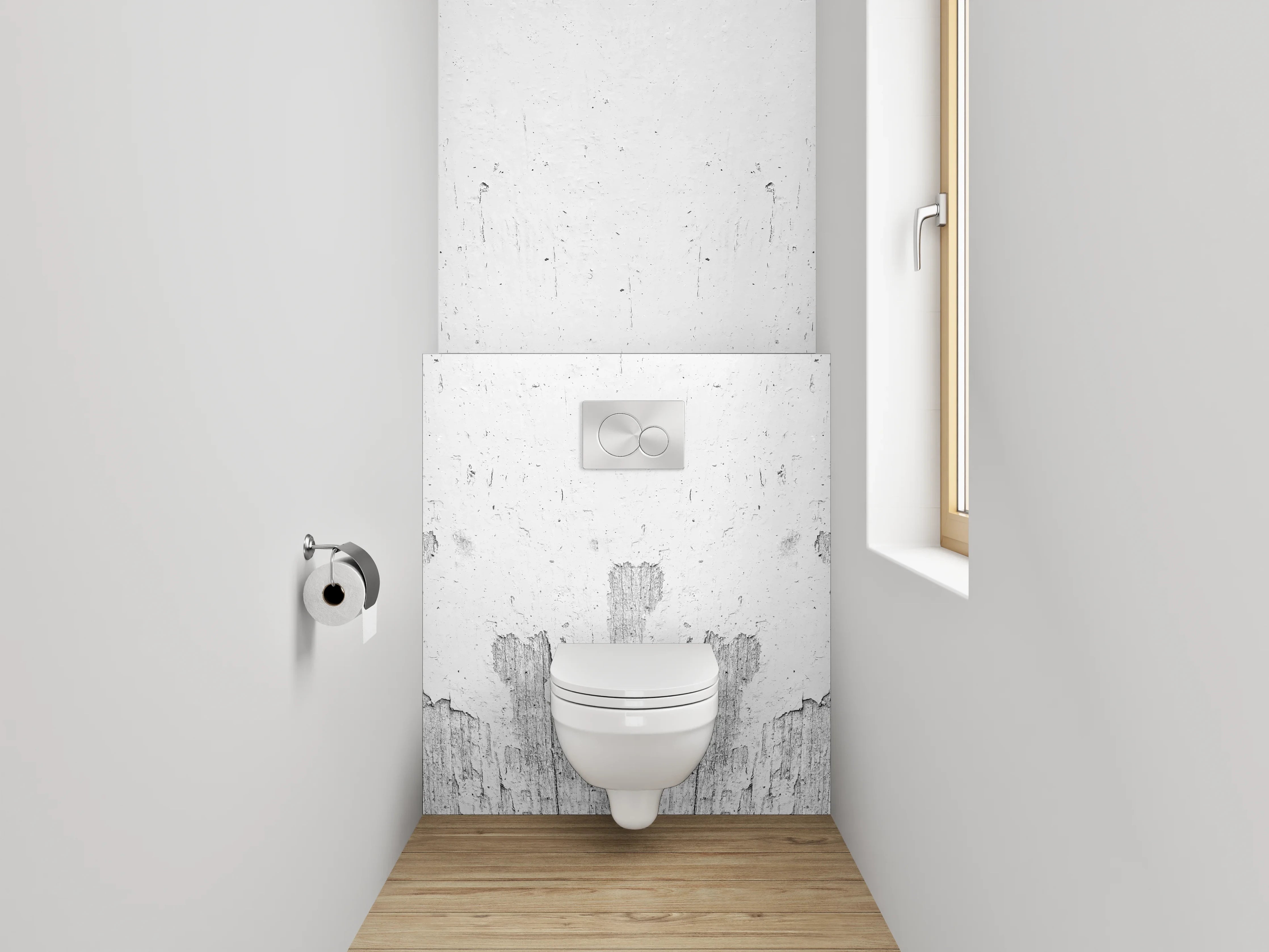 WC-Rückwand - Betongrau Wandoptik in Weiß-Grau