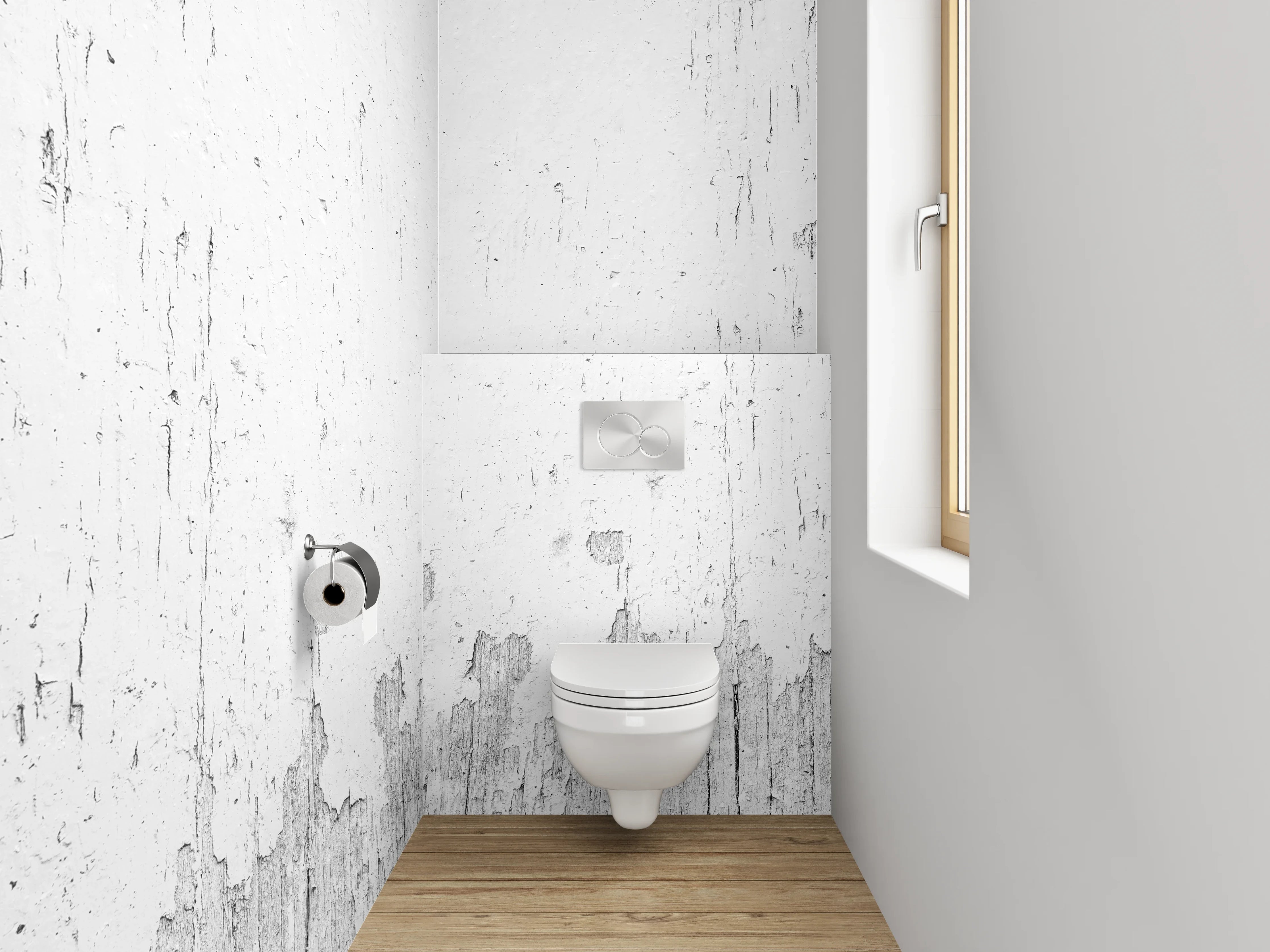 WC-Rückwand - Betongrau Wandoptik in Weiß-Grau