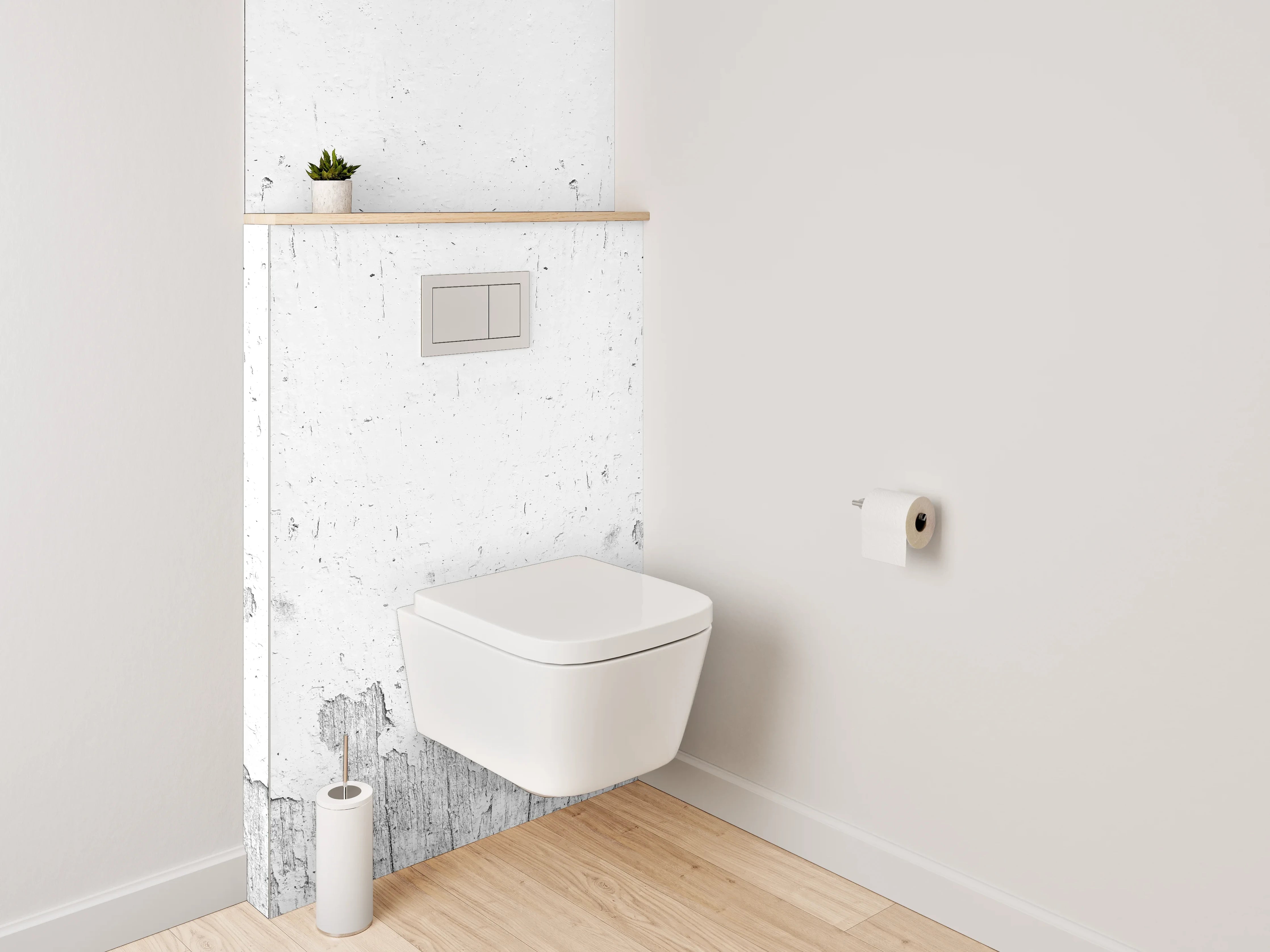 WC-Rückwand - Betongrau Wandoptik in Weiß-Grau