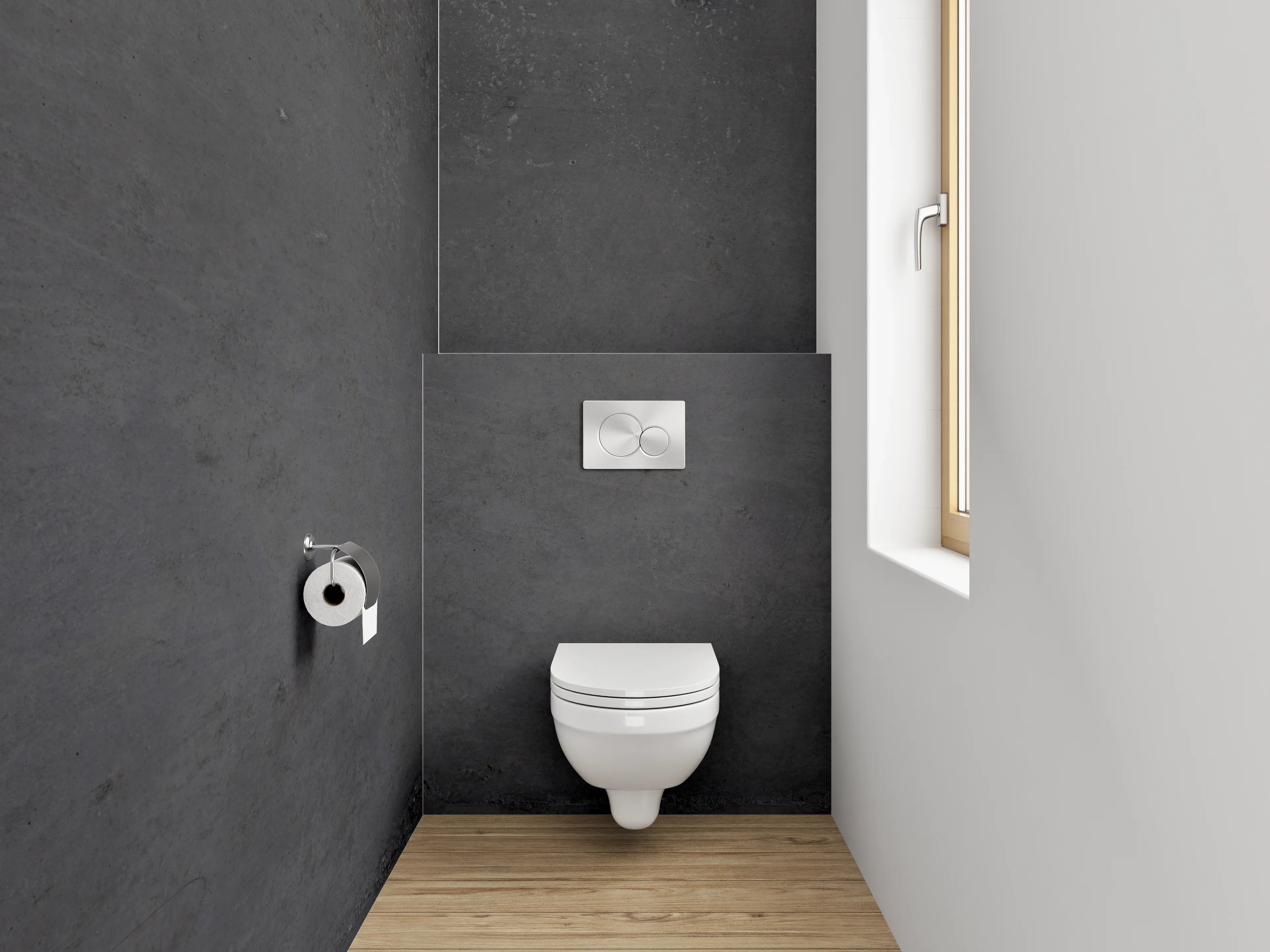 WC-Rückwand - Betonoptik Anthrazit Fliesenlook