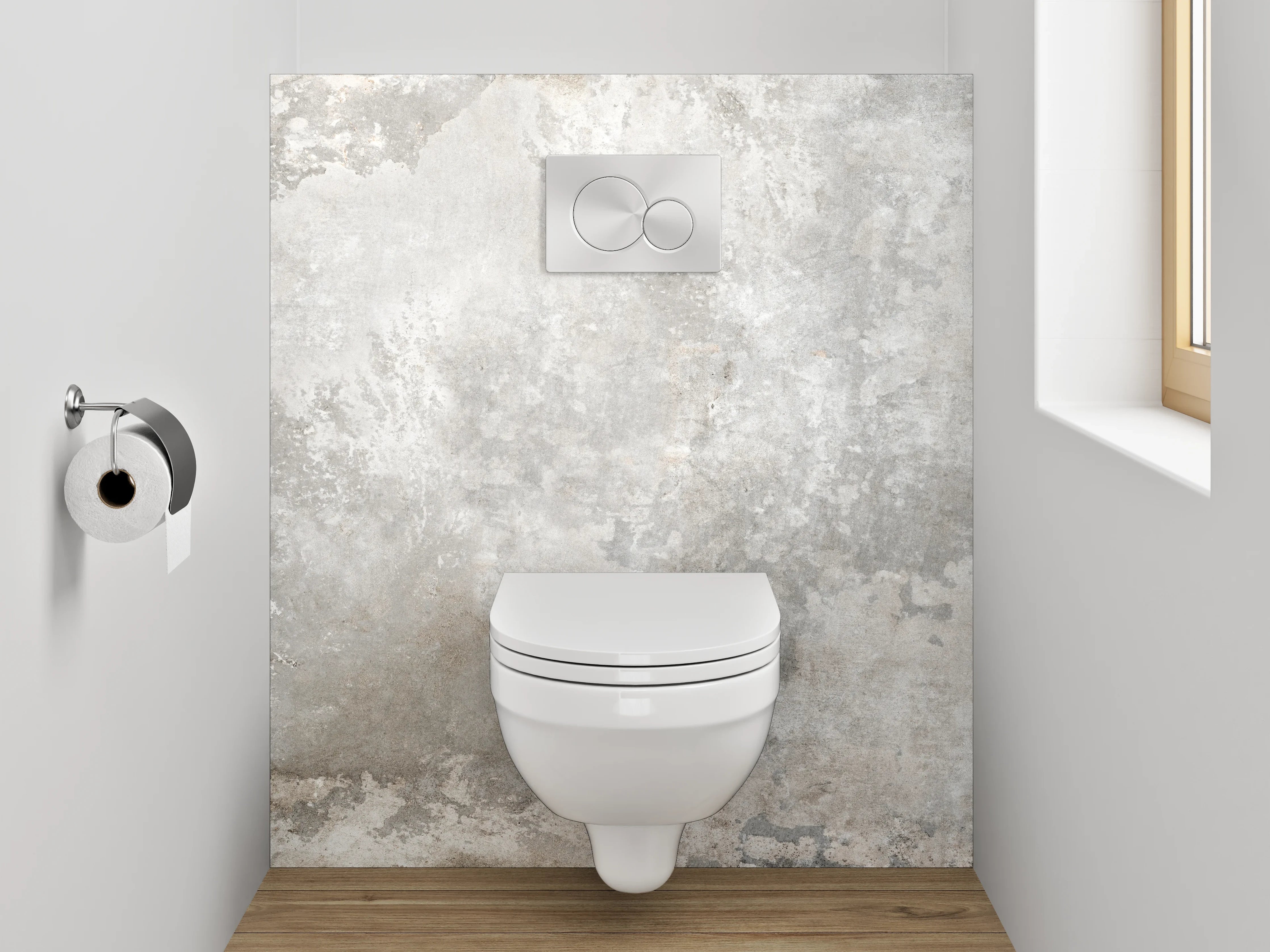 WC-Rückwand - Betonoptik Fliese Grau Weiß