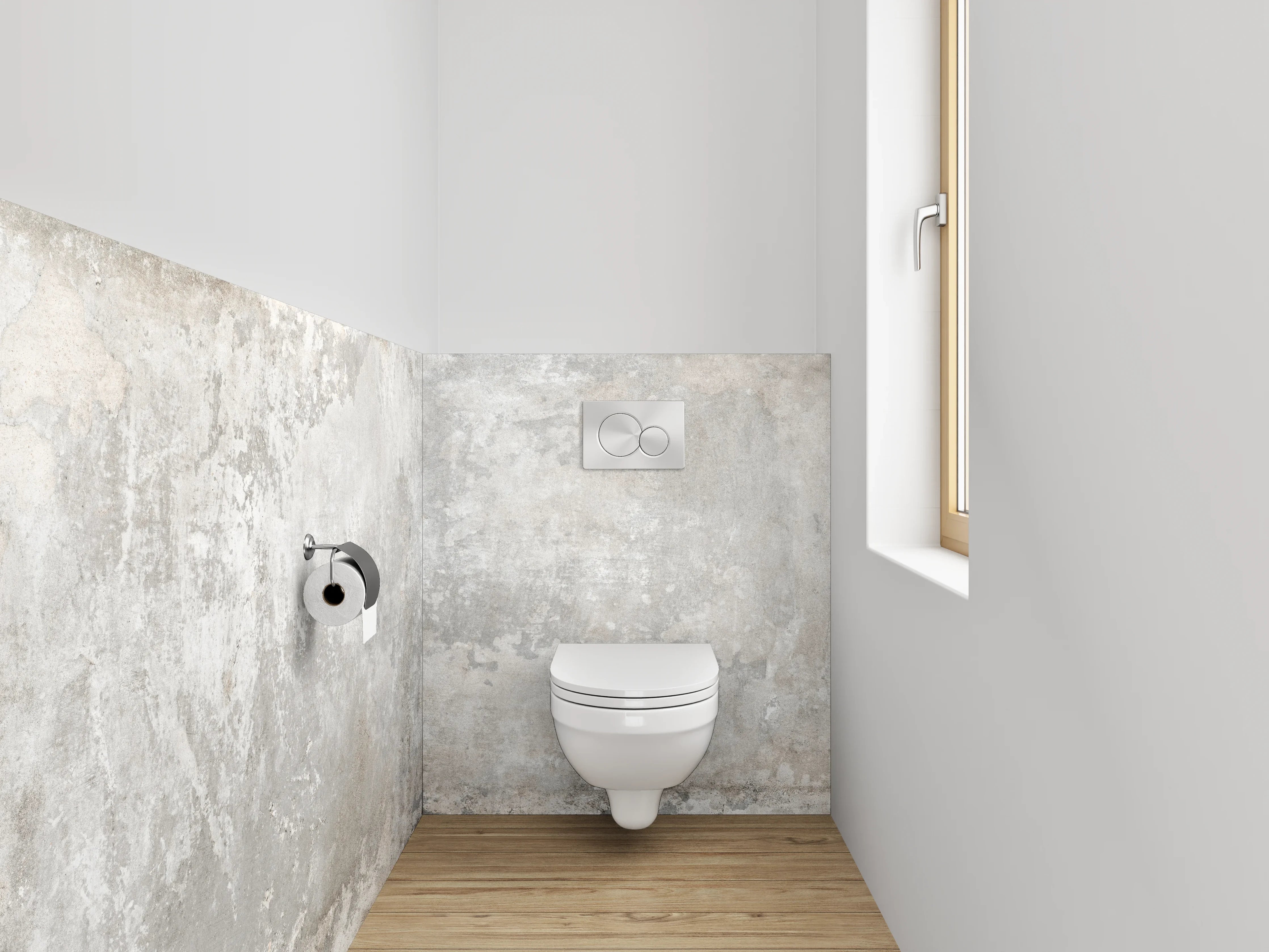WC-Rückwand - Betonoptik Fliese Grau Weiß