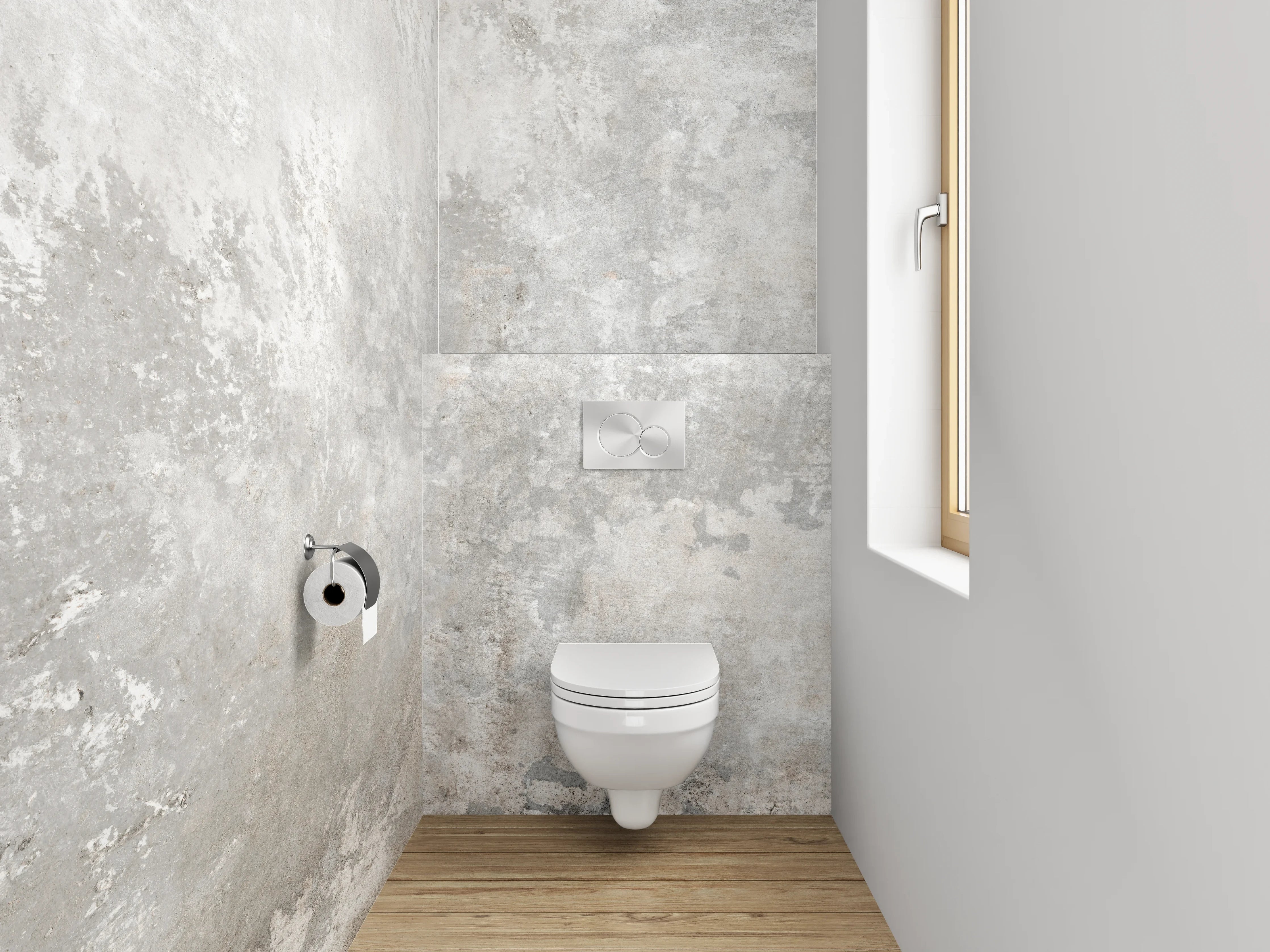WC-Rückwand - Betonoptik Fliese Grau Weiß