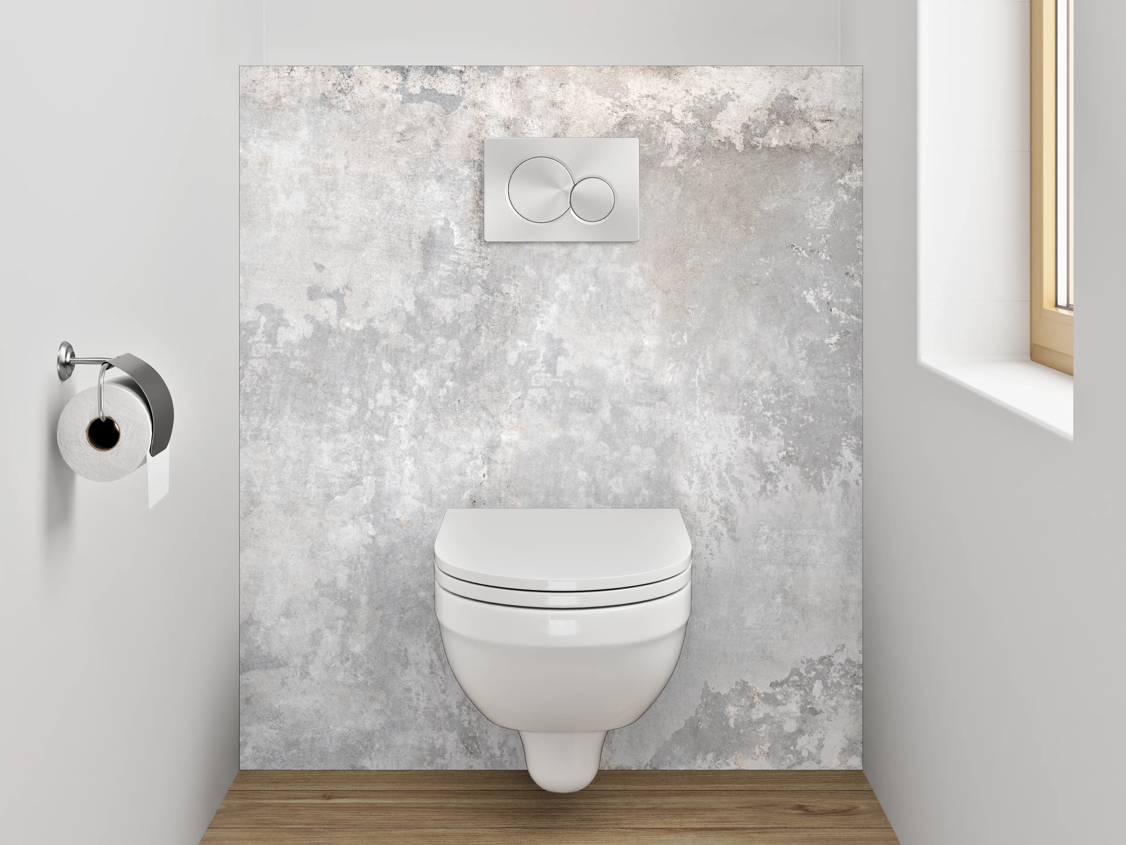 WC-Rückwand - Betonoptik Grau Weiß Fliese