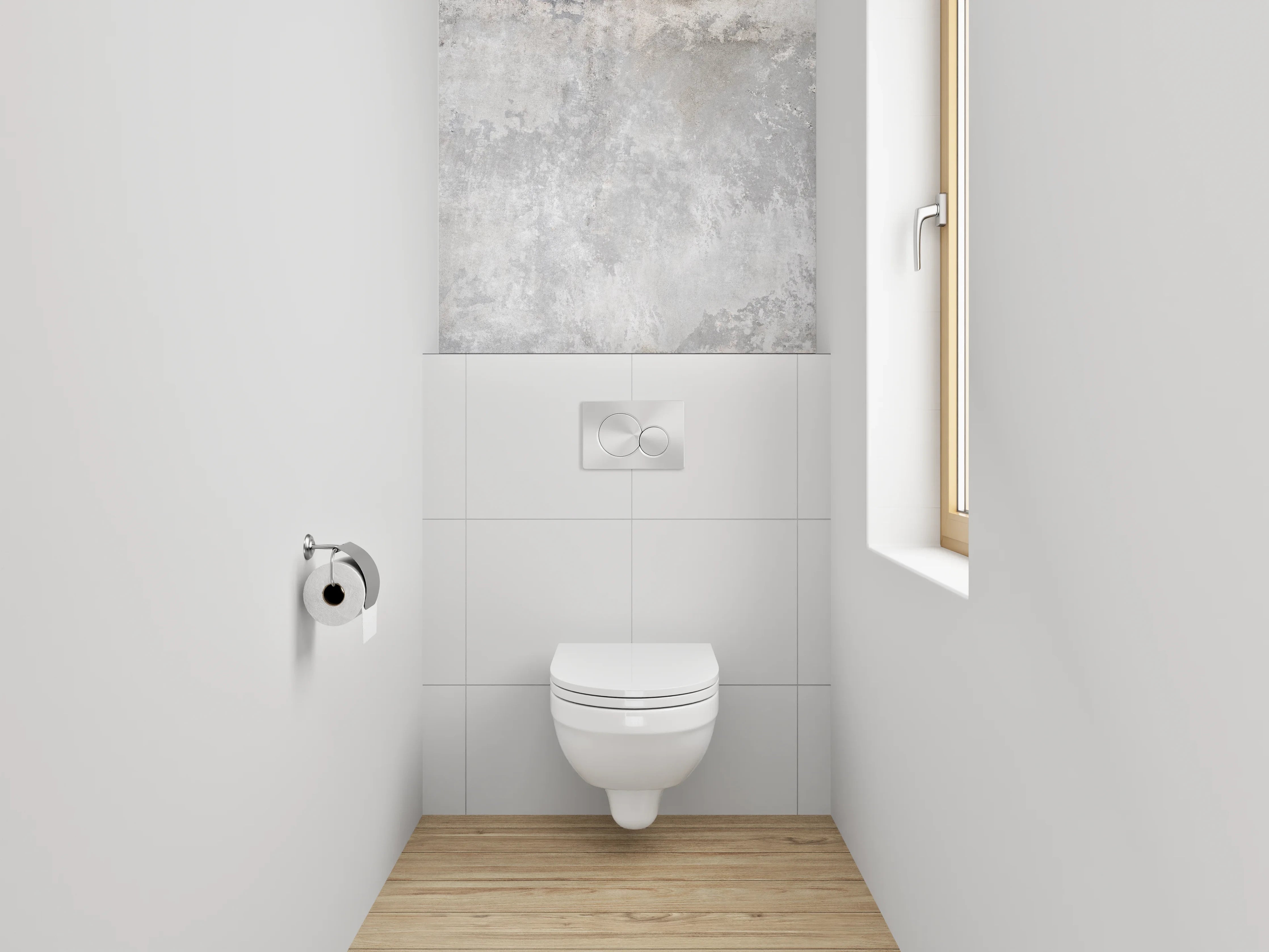 WC-Rückwand - Betonoptik Grau Weiß Fliese