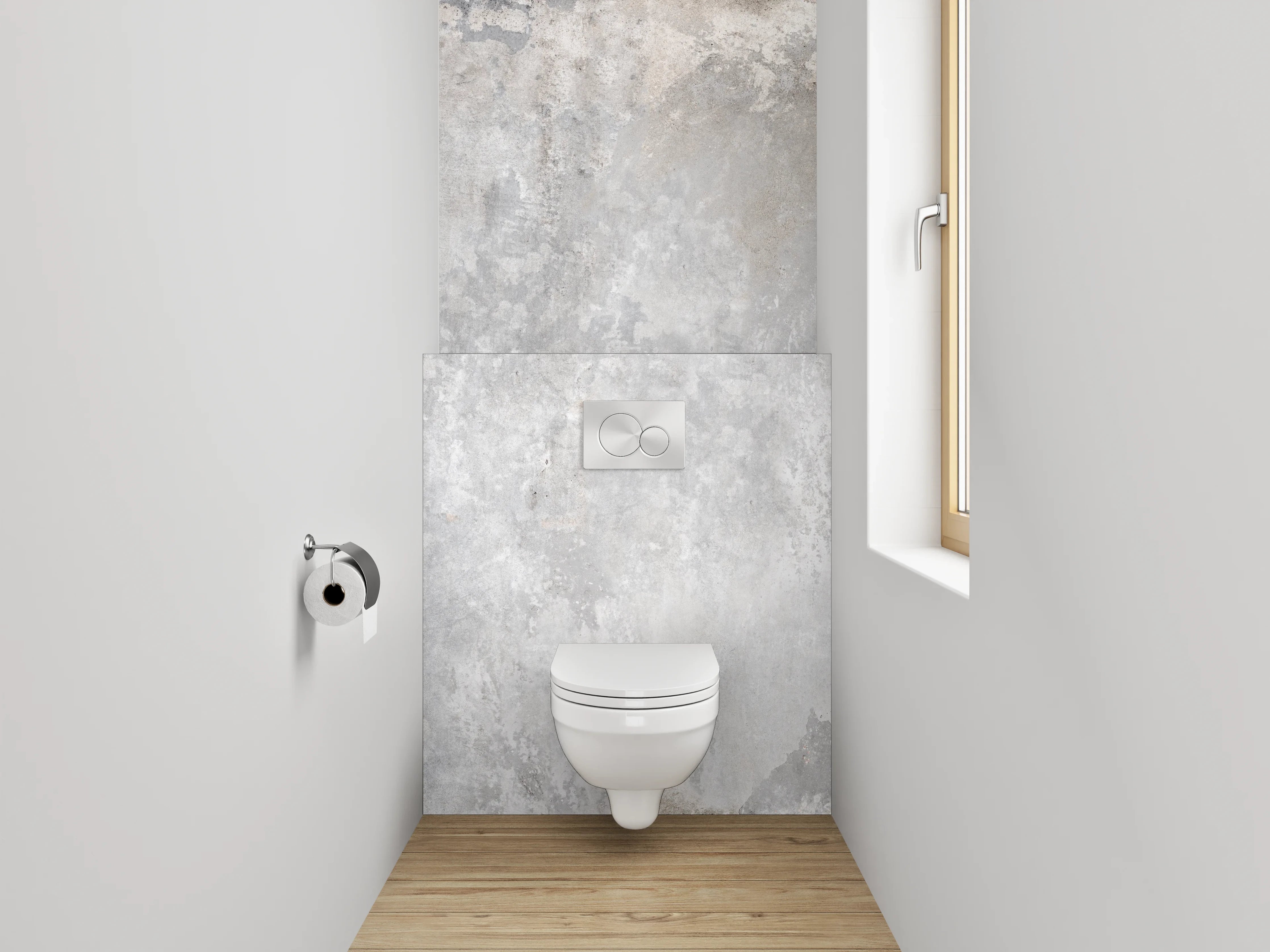 WC-Rückwand - Betonoptik Grau Weiß Fliese