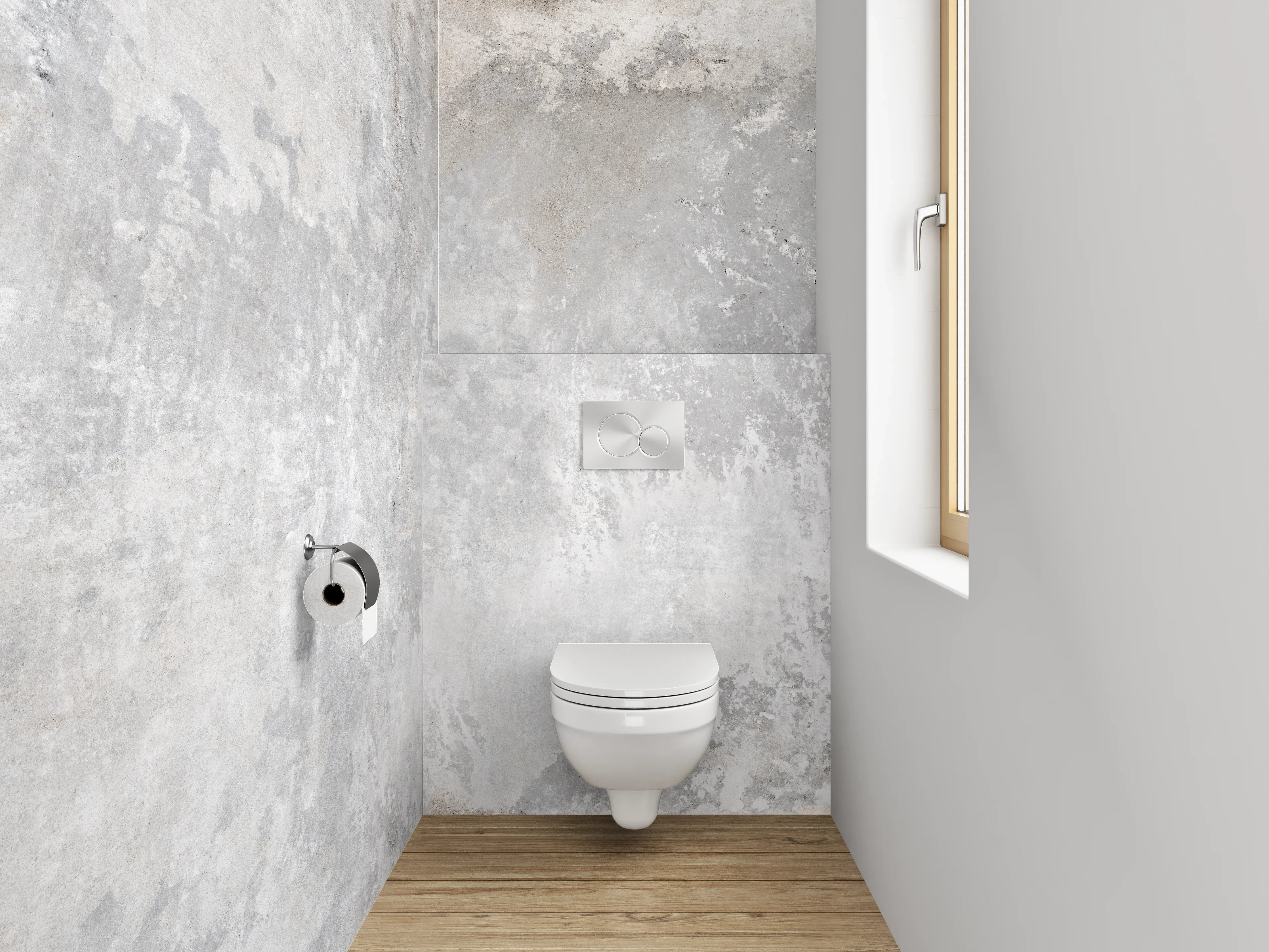 WC-Rückwand - Betonoptik Grau Weiß Fliese