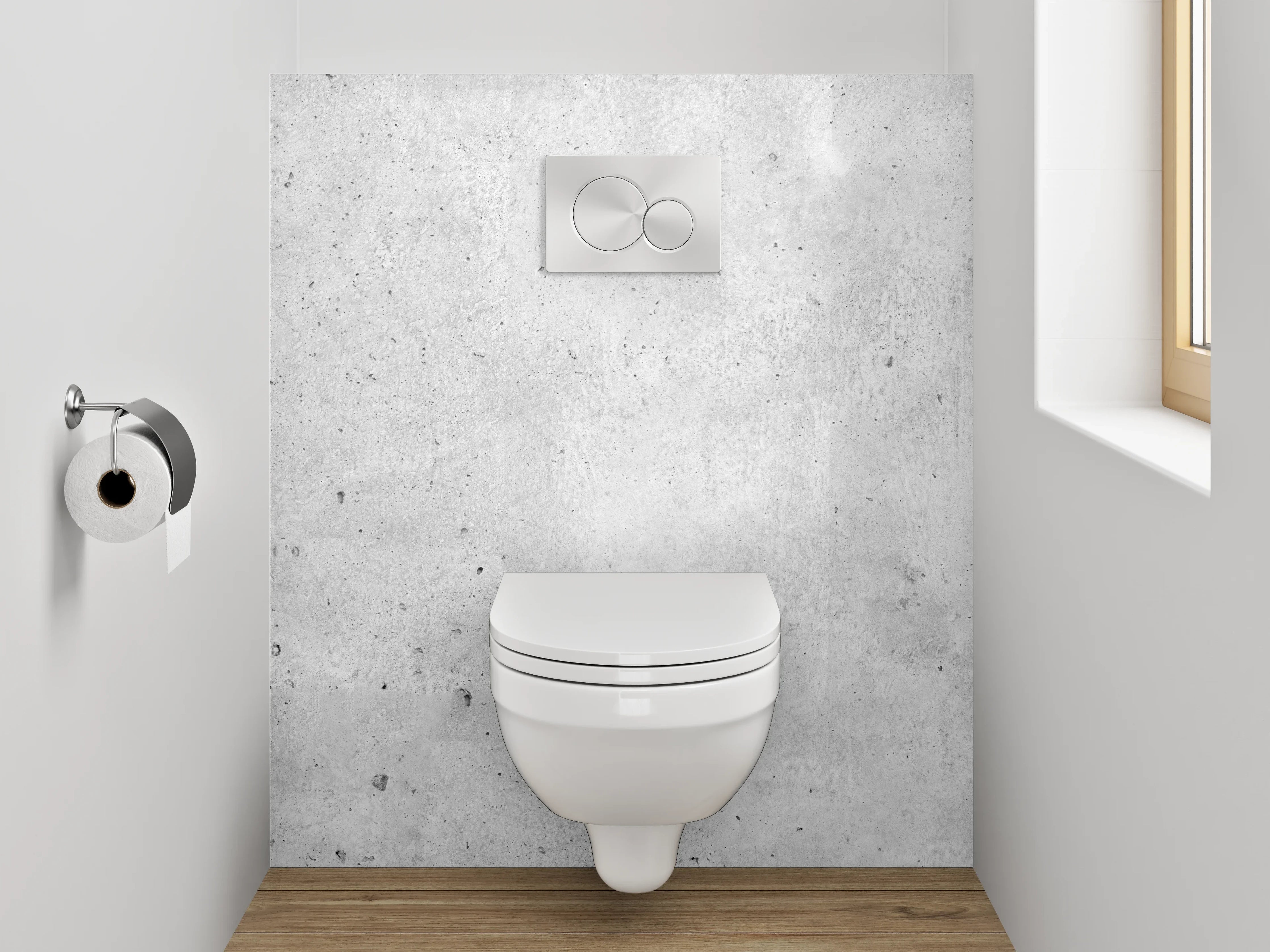 WC-Rückwand - Betonoptik Grau Weiß Minimalistisch