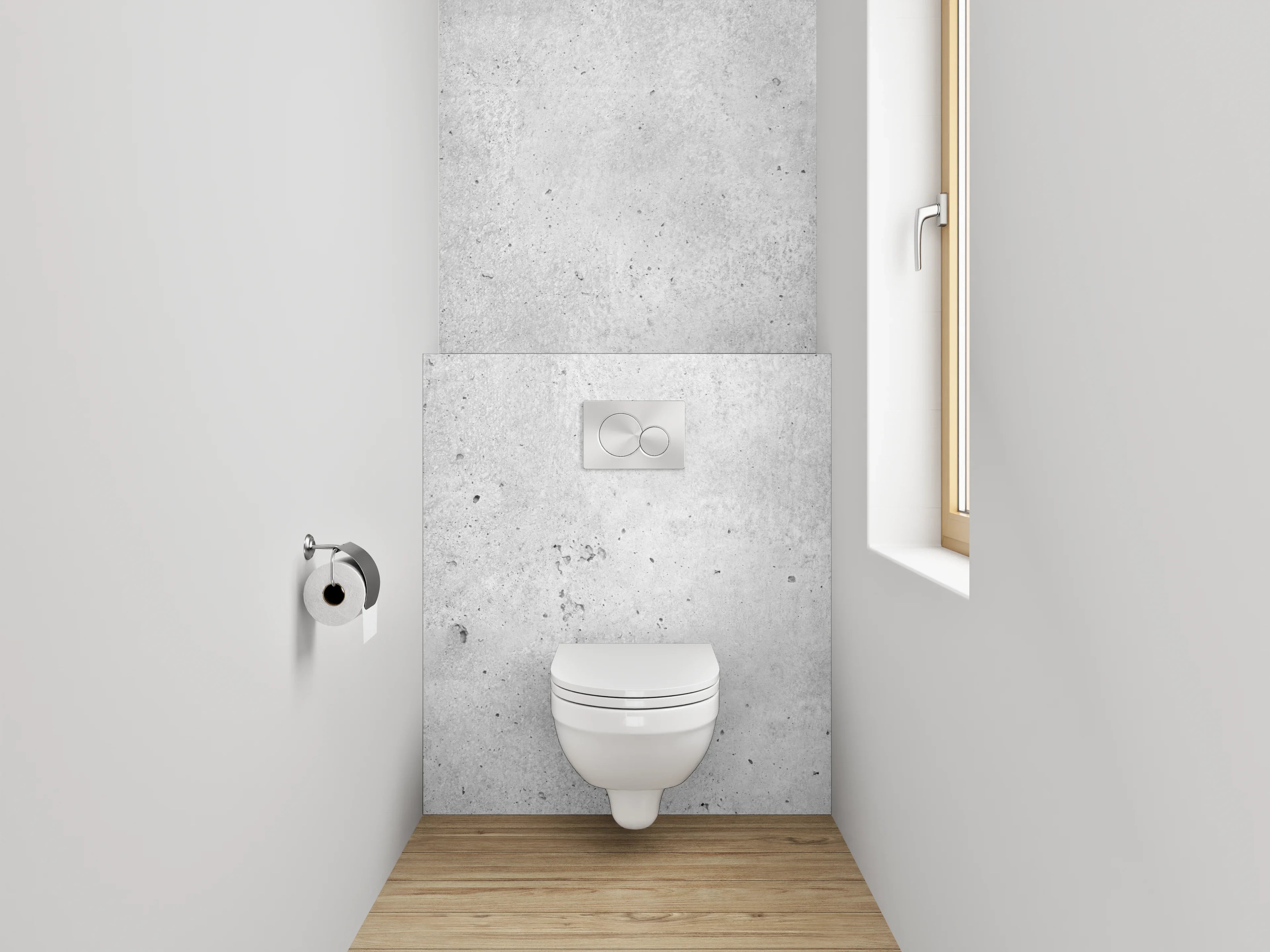 WC-Rückwand - Betonoptik Grau Weiß Minimalistisch