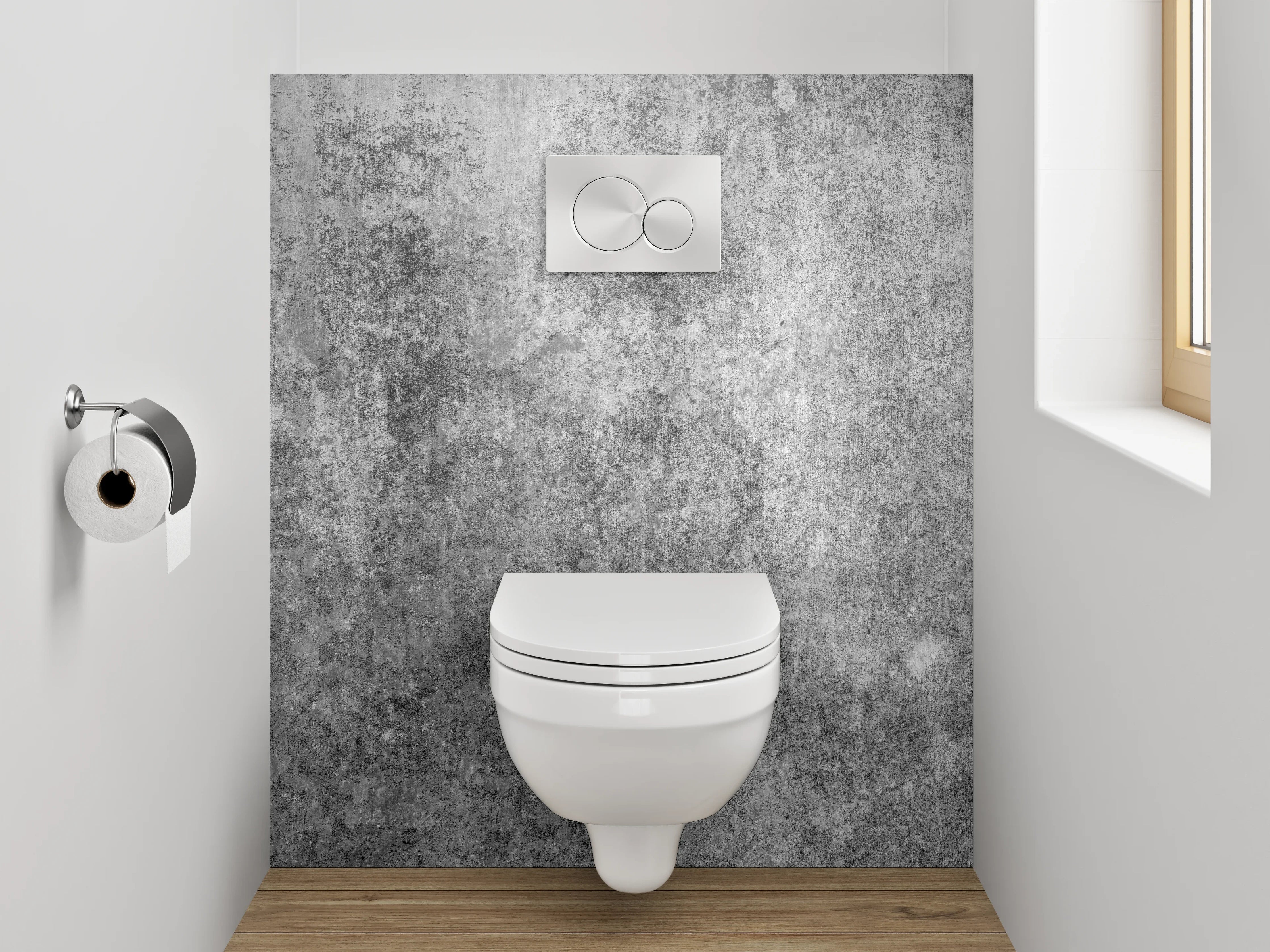 WC-Rückwand - Betonoptik Grau Weiß Wandbild