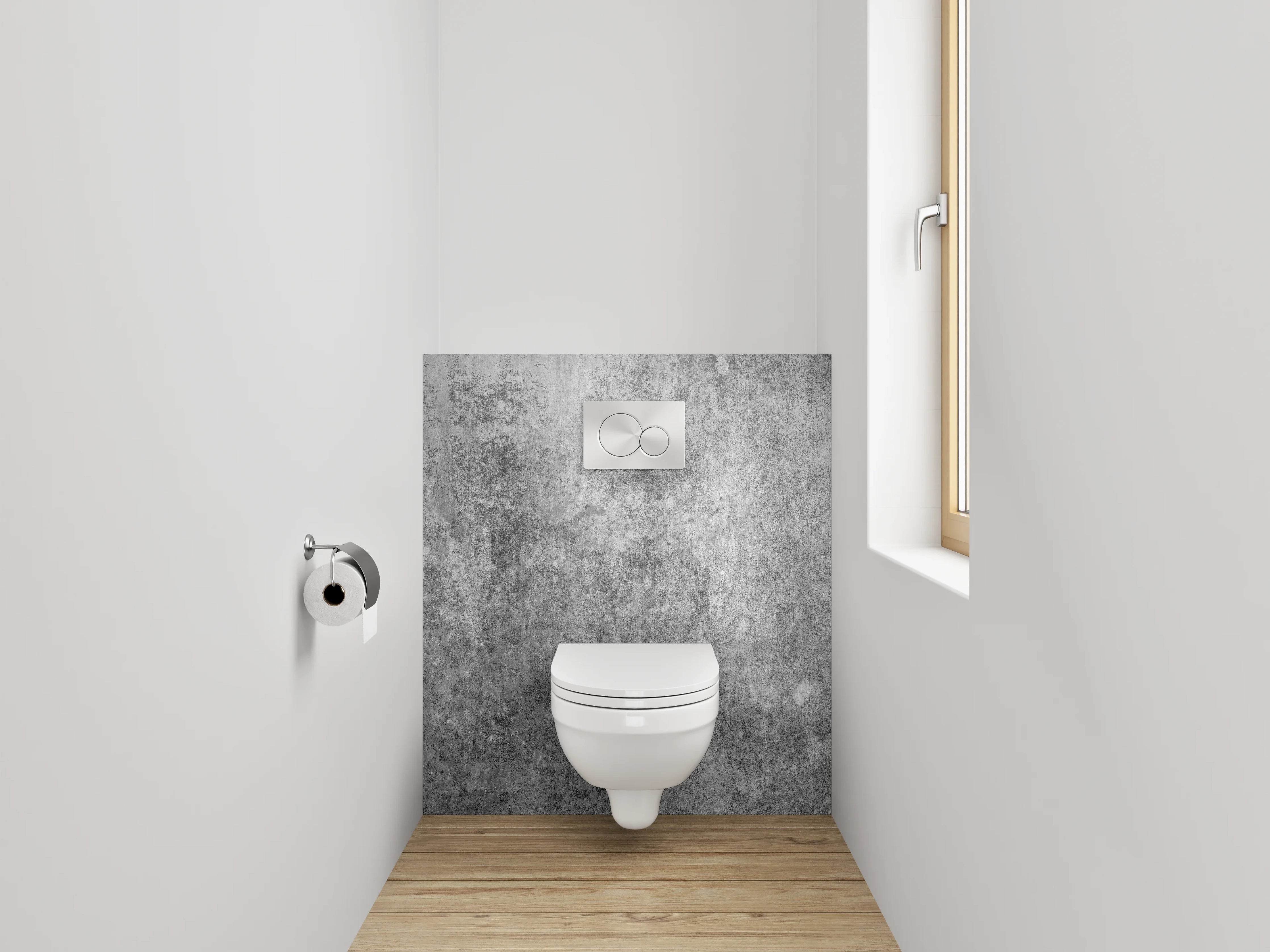 WC-Rückwand - Betonoptik Grau Weiß Wandbild