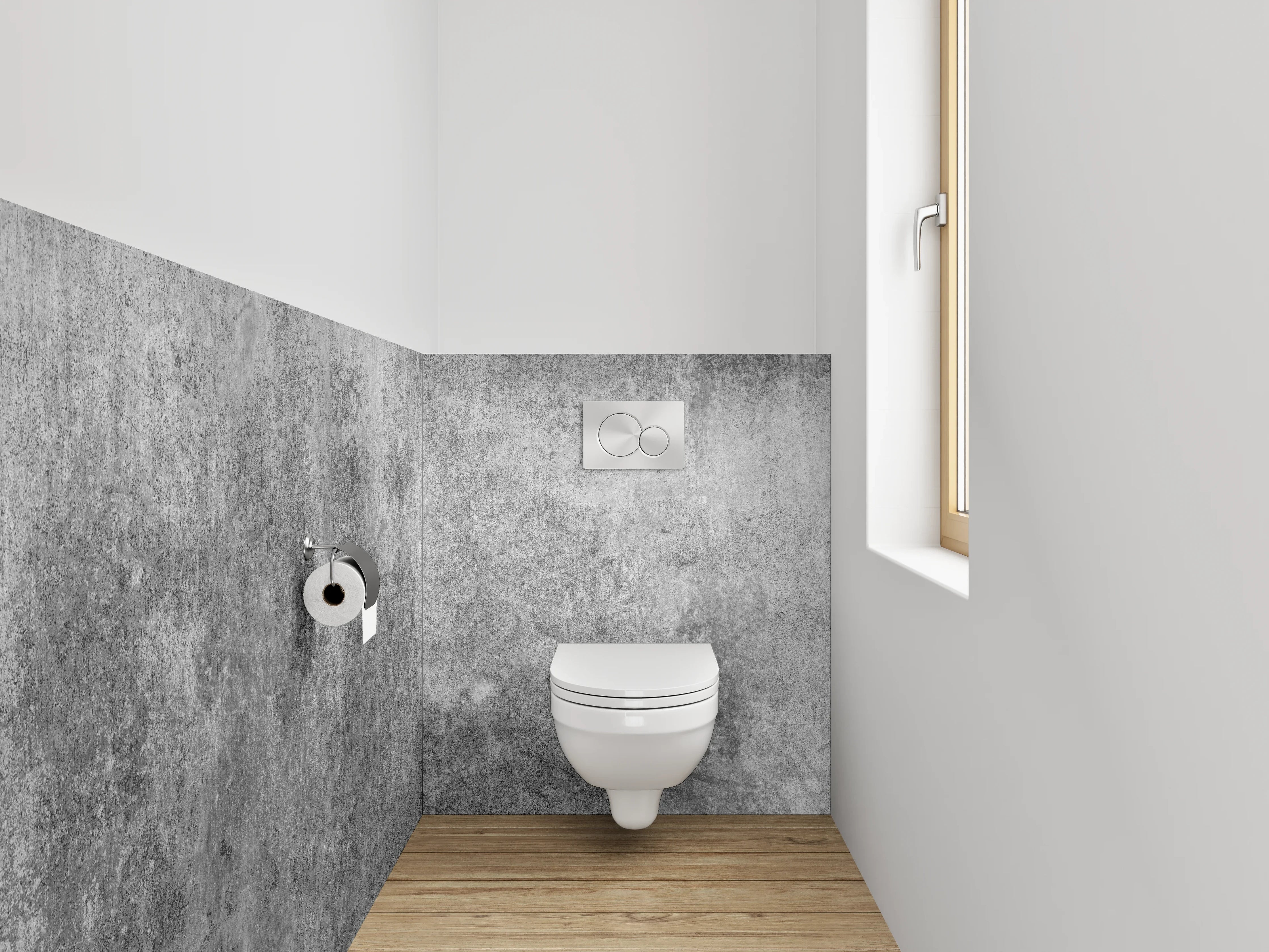 WC-Rückwand - Betonoptik Grau Weiß Wandbild