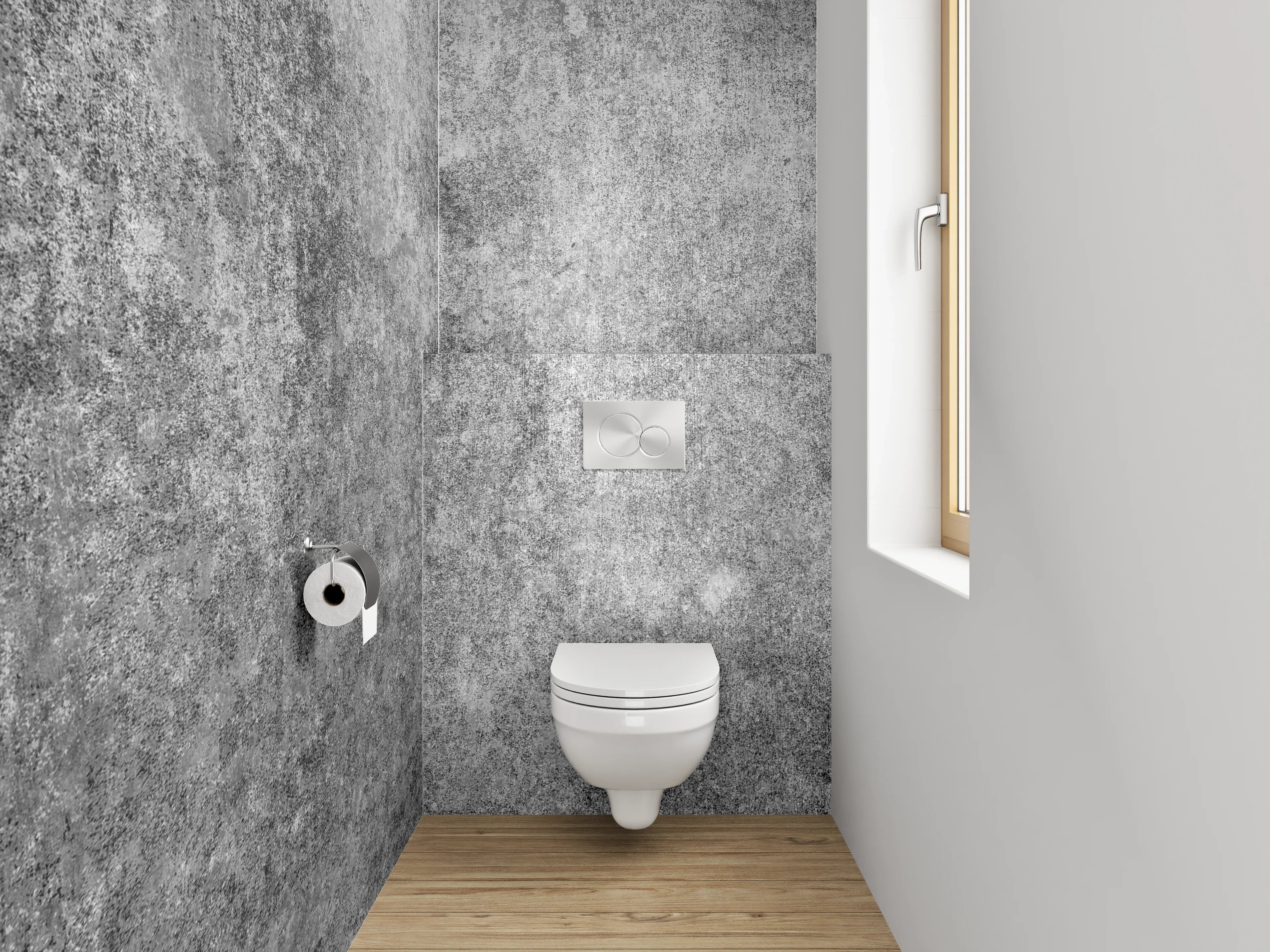 WC-Rückwand - Betonoptik Grau Weiß Wandbild