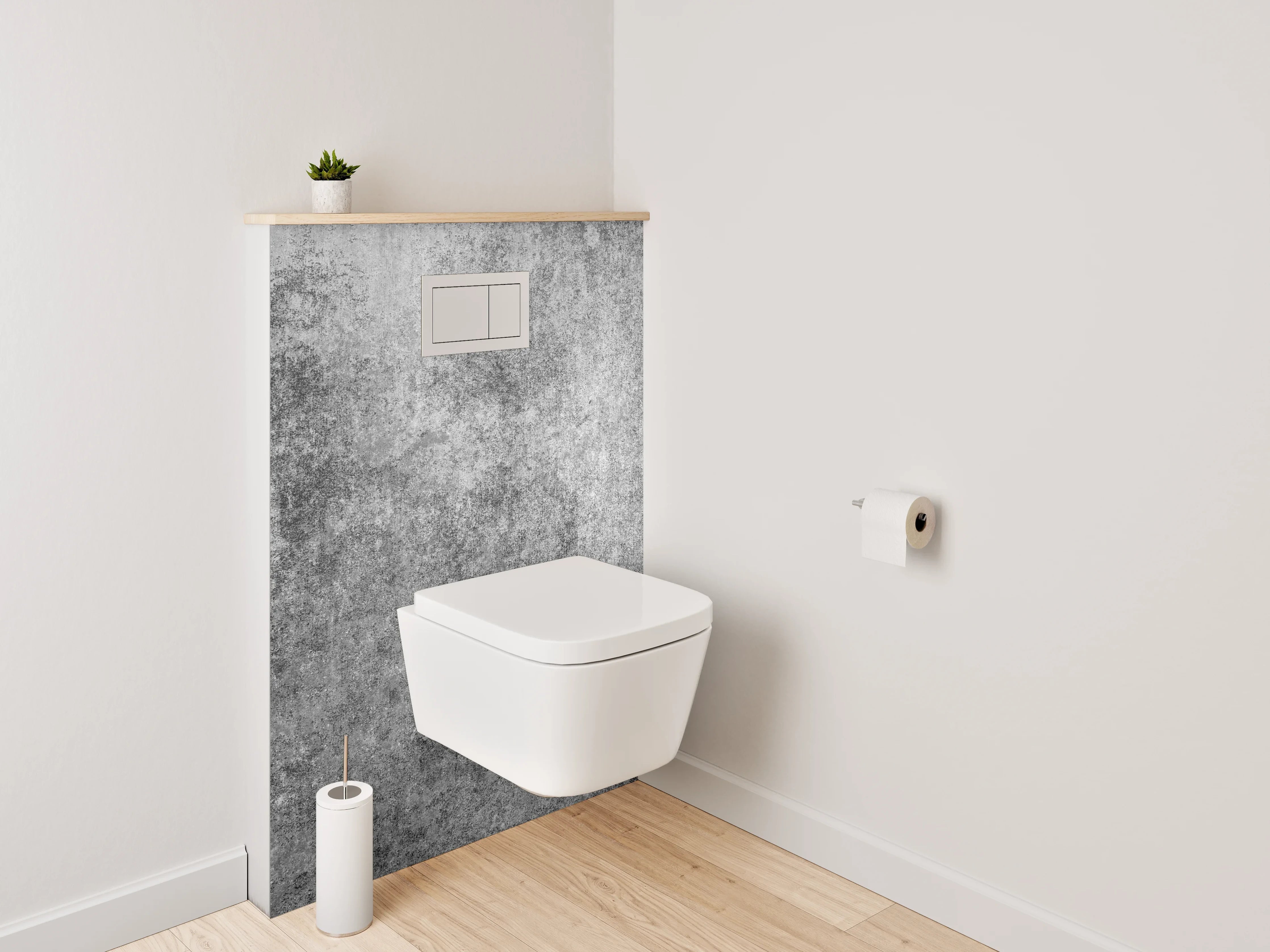 WC-Rückwand - Betonoptik Grau Weiß Wandbild