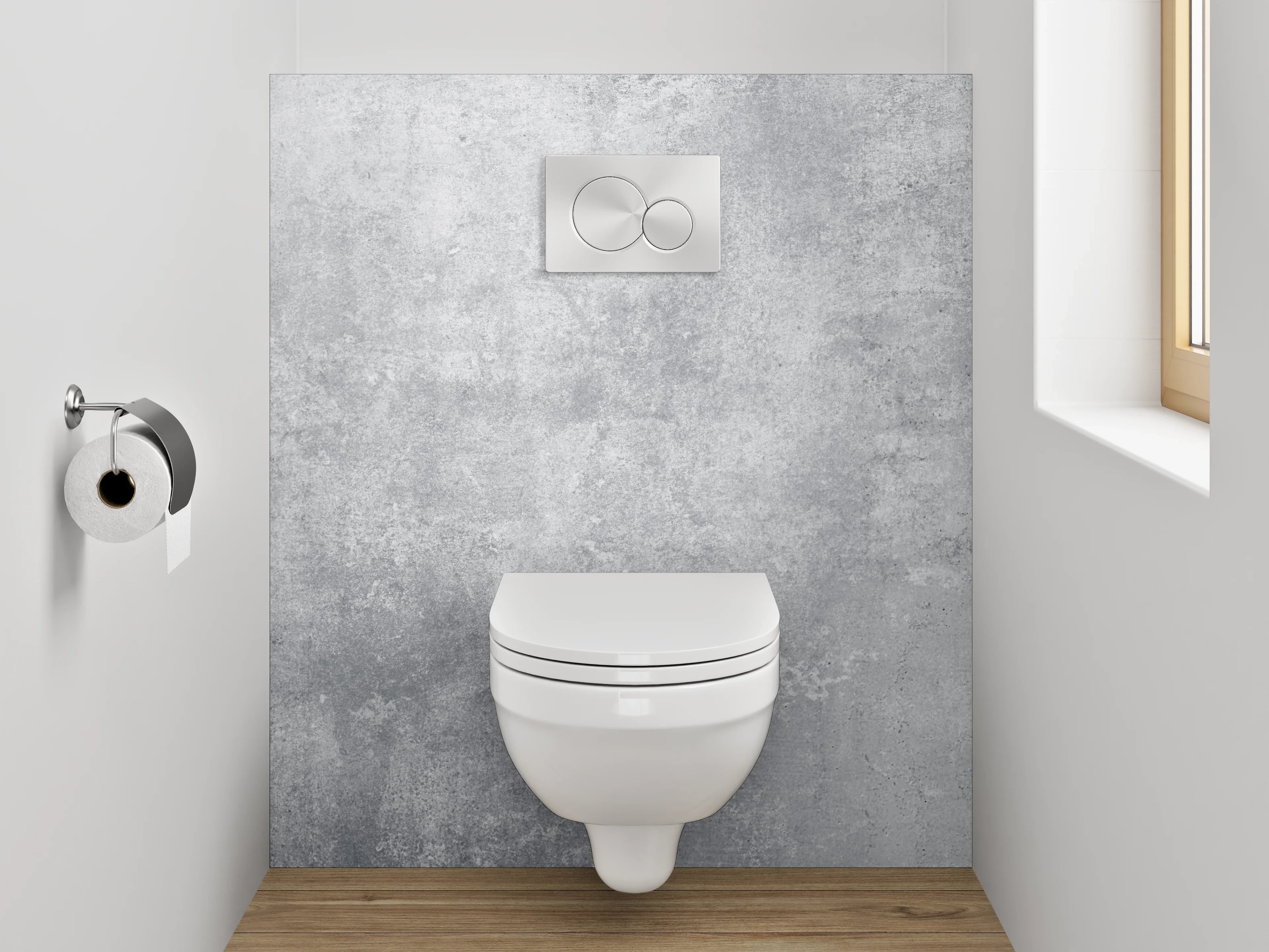 WC-Rückwand - Betonoptik Wand – Grau Weiß Minimalistisch