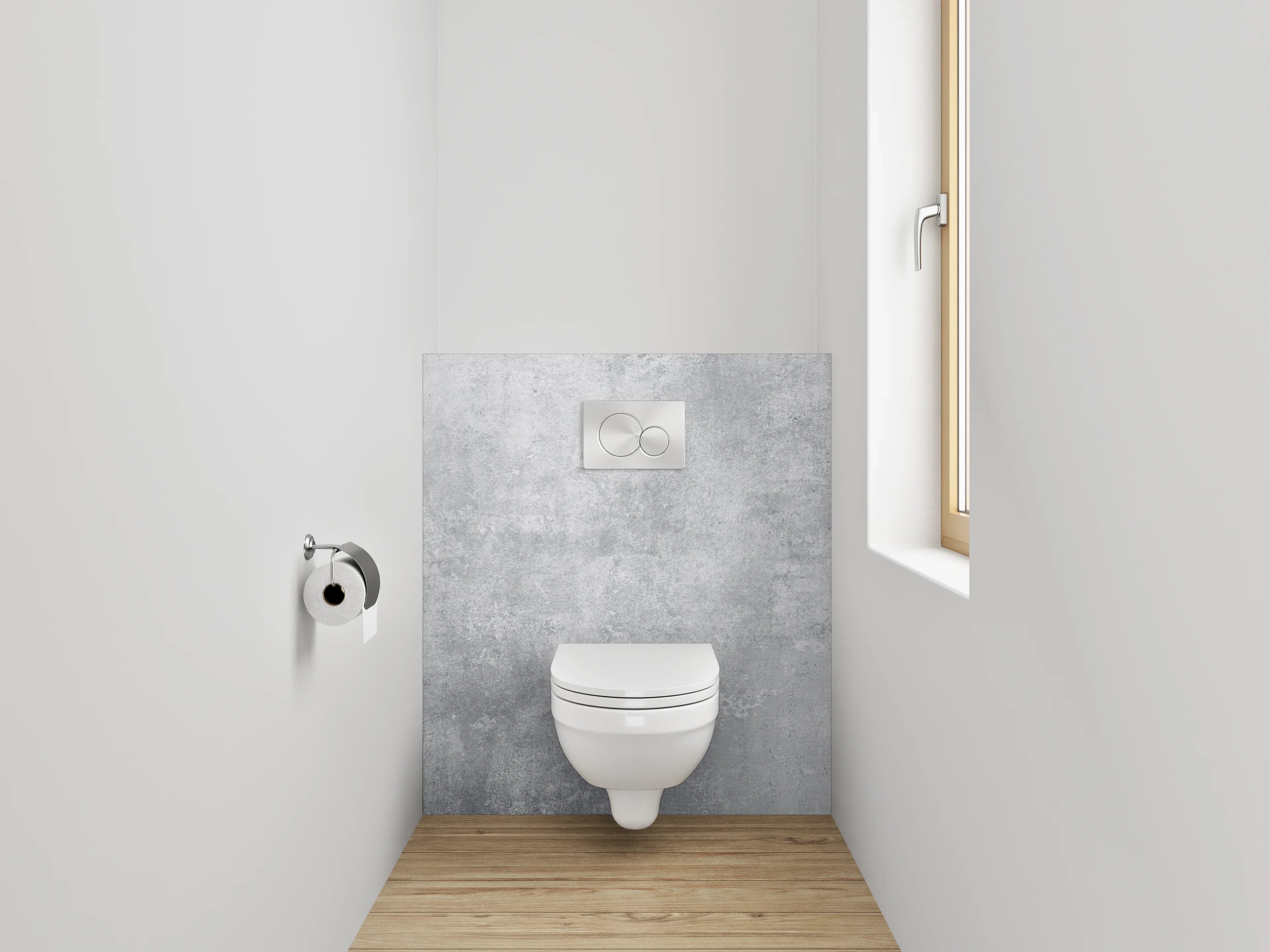 WC-Rückwand - Betonoptik Wand – Grau Weiß Minimalistisch