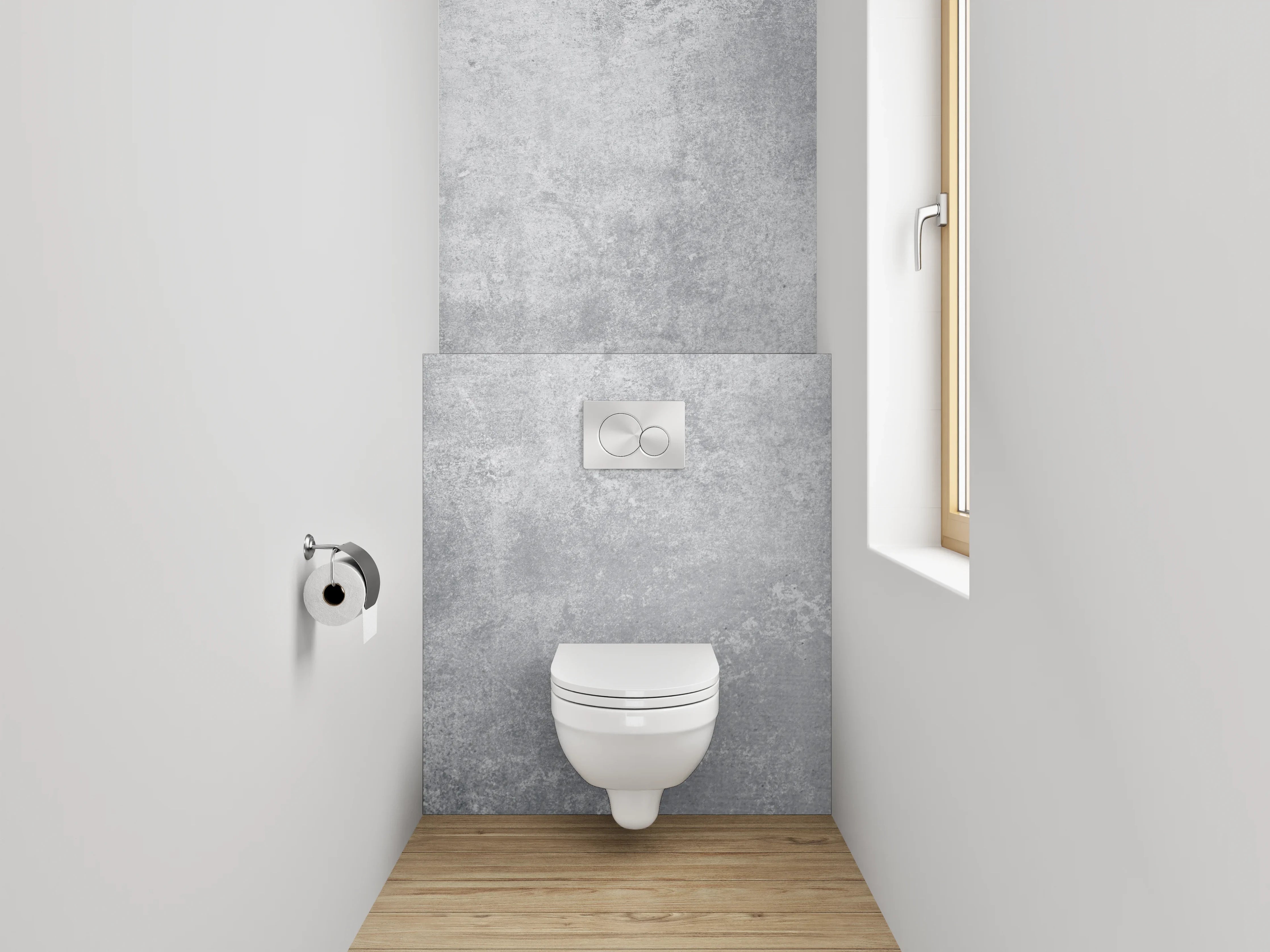 WC-Rückwand - Betonoptik Wand – Grau Weiß Minimalistisch