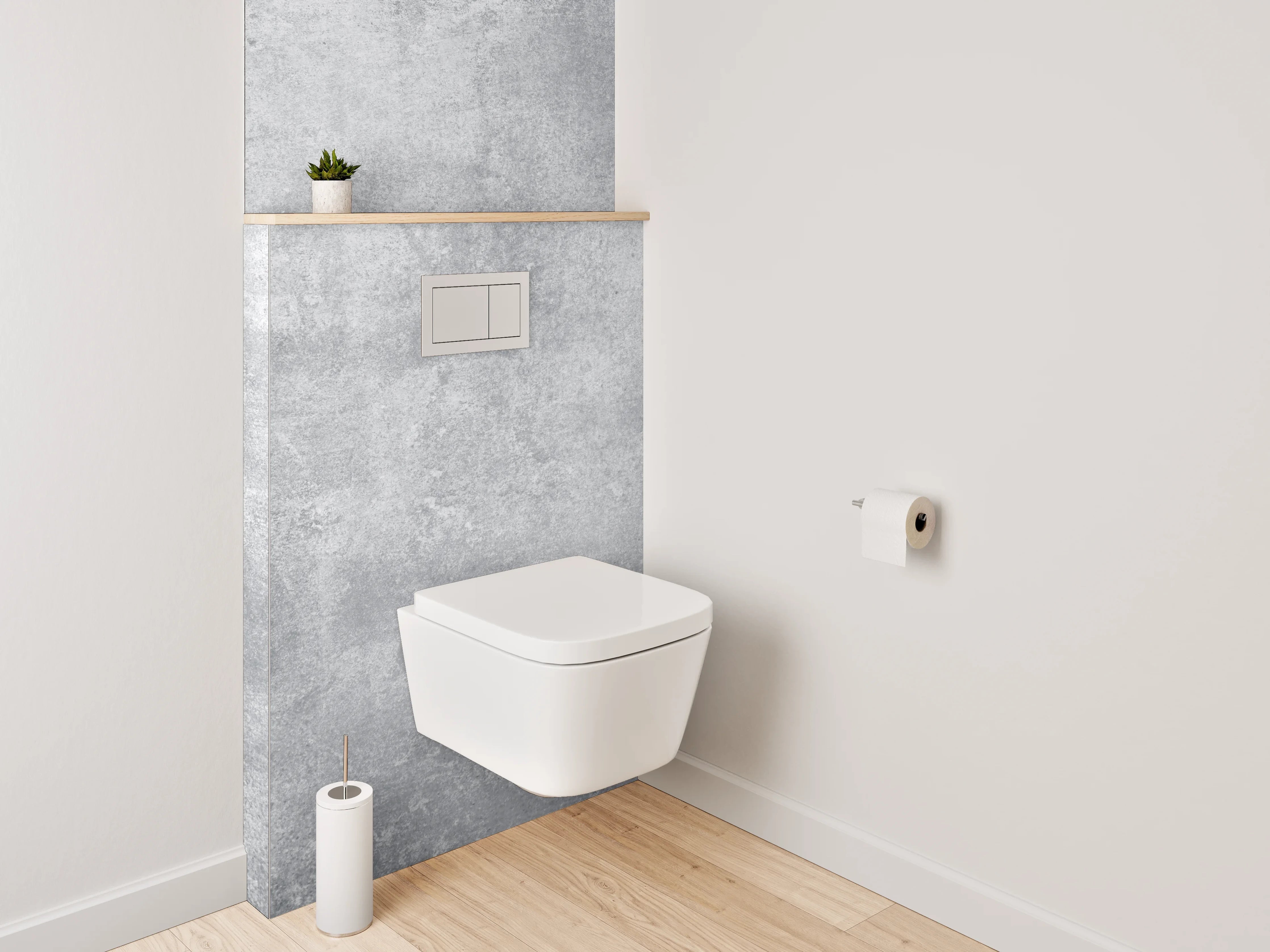 WC-Rückwand - Betonoptik Wand – Grau Weiß Minimalistisch