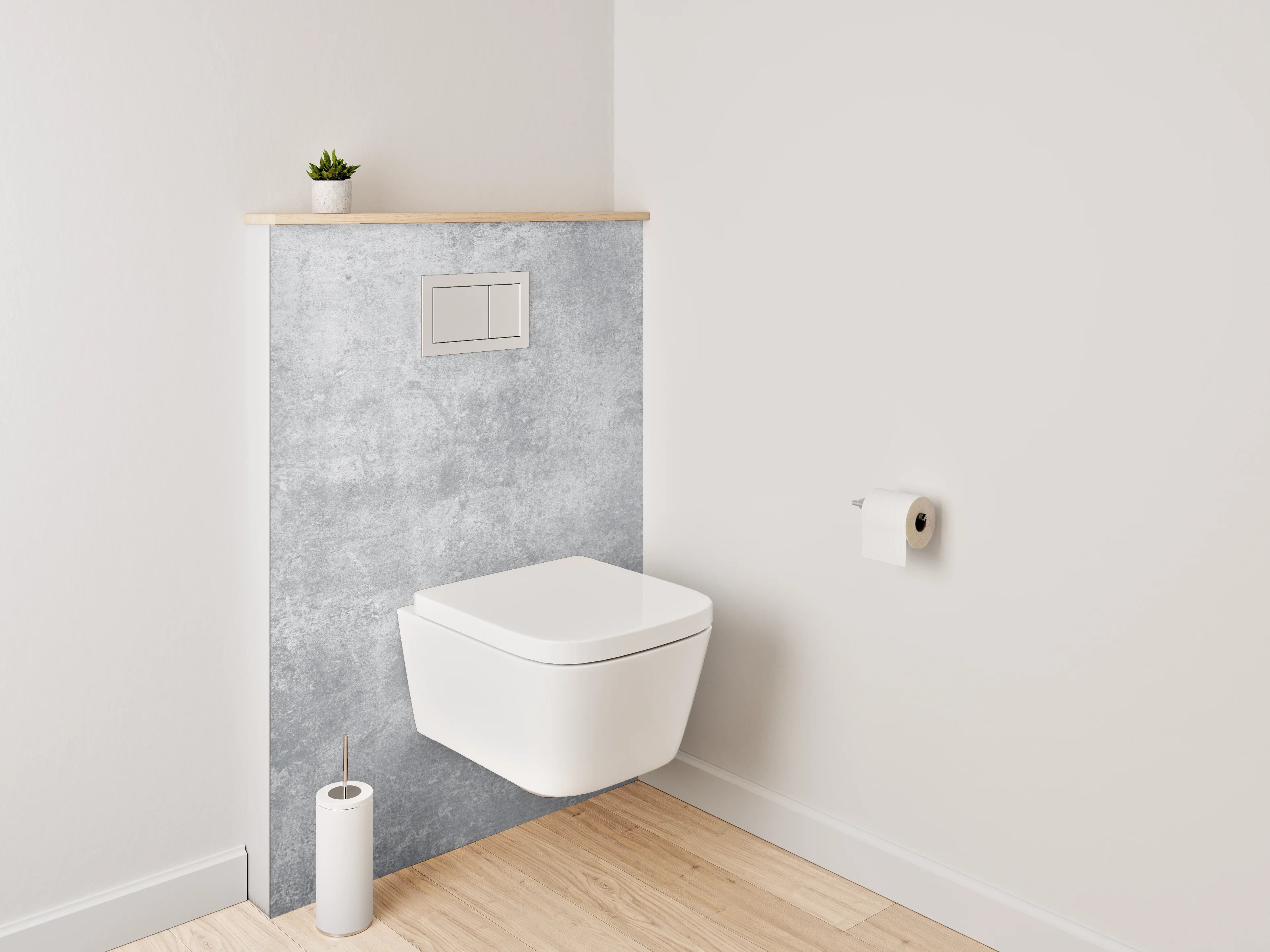 WC-Rückwand - Betonoptik Wand – Grau Weiß Minimalistisch