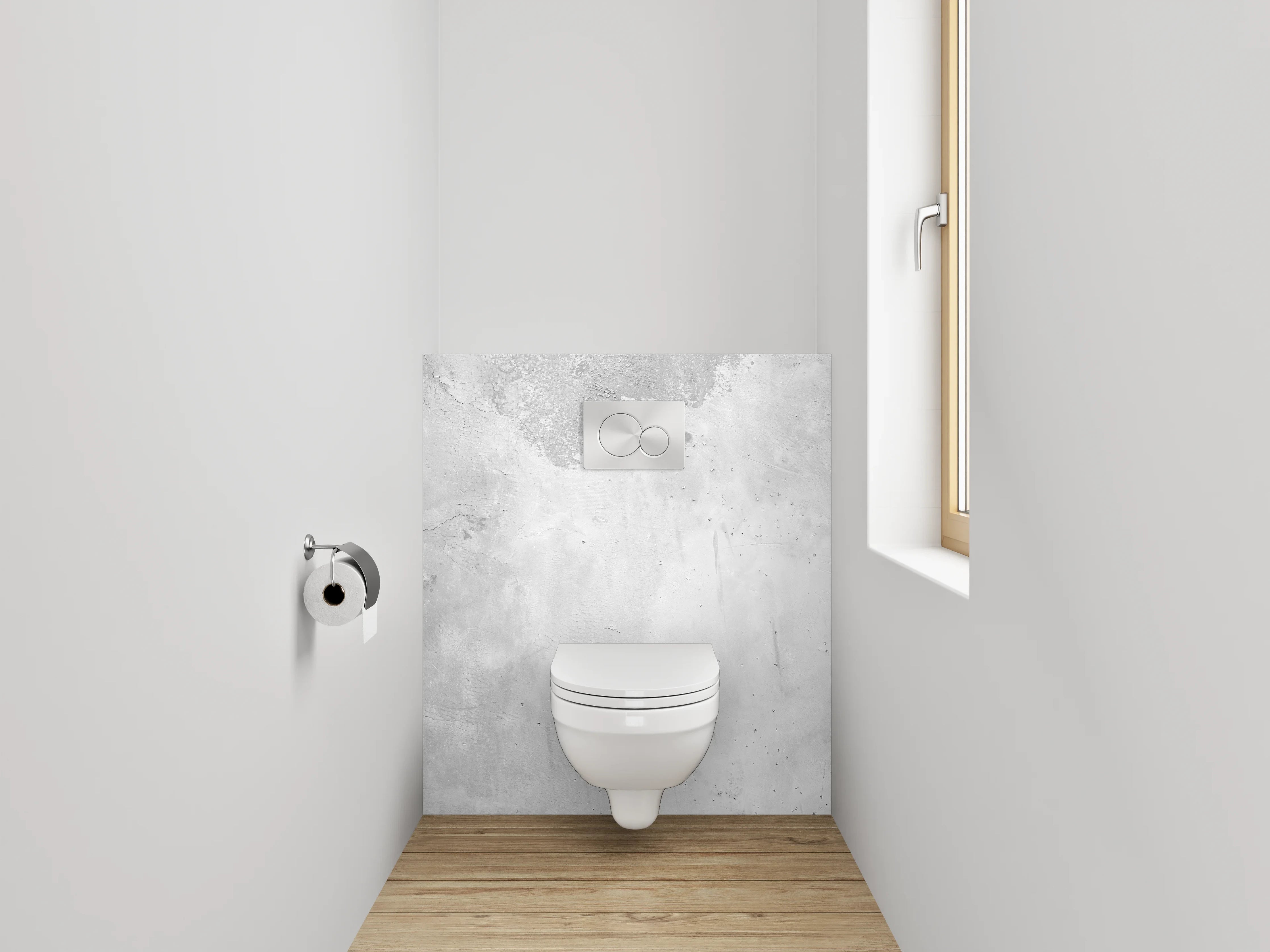 WC-Rückwand - Betonoptik Wand – Weiß Grau Minimalistisch