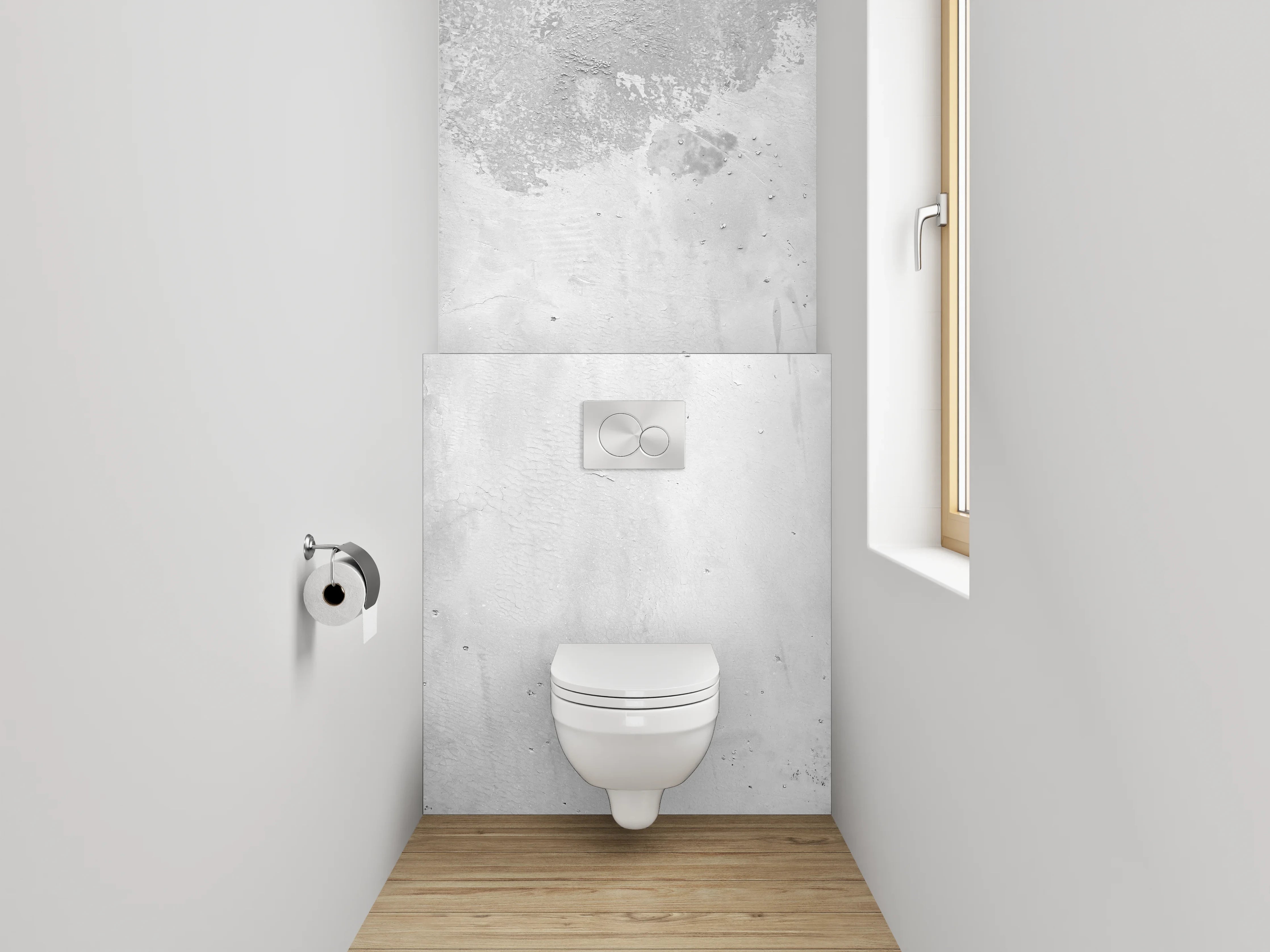 WC-Rückwand - Betonoptik Wand – Weiß Grau Minimalistisch
