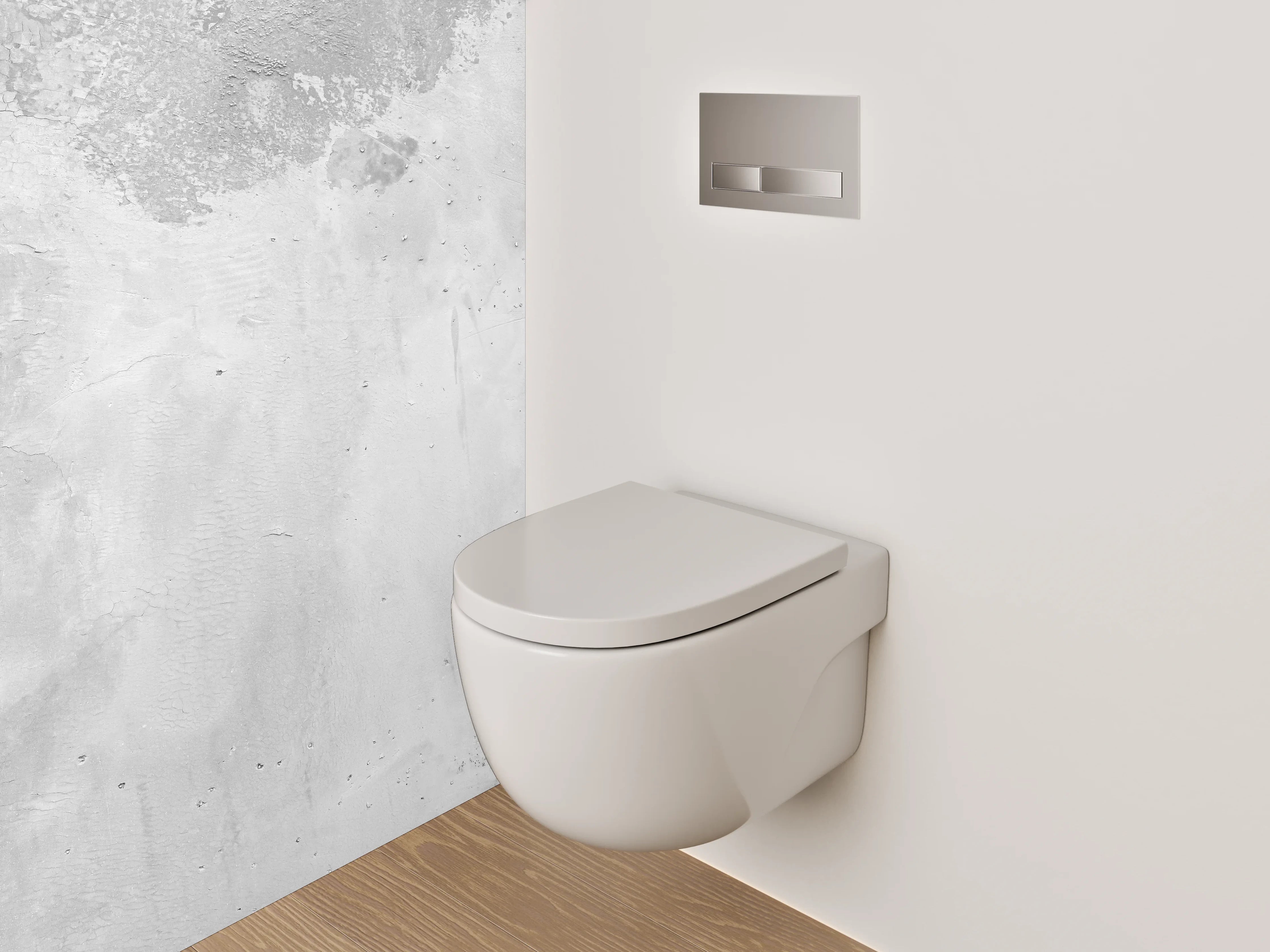 WC-Rückwand - Betonoptik Wand – Weiß Grau Minimalistisch