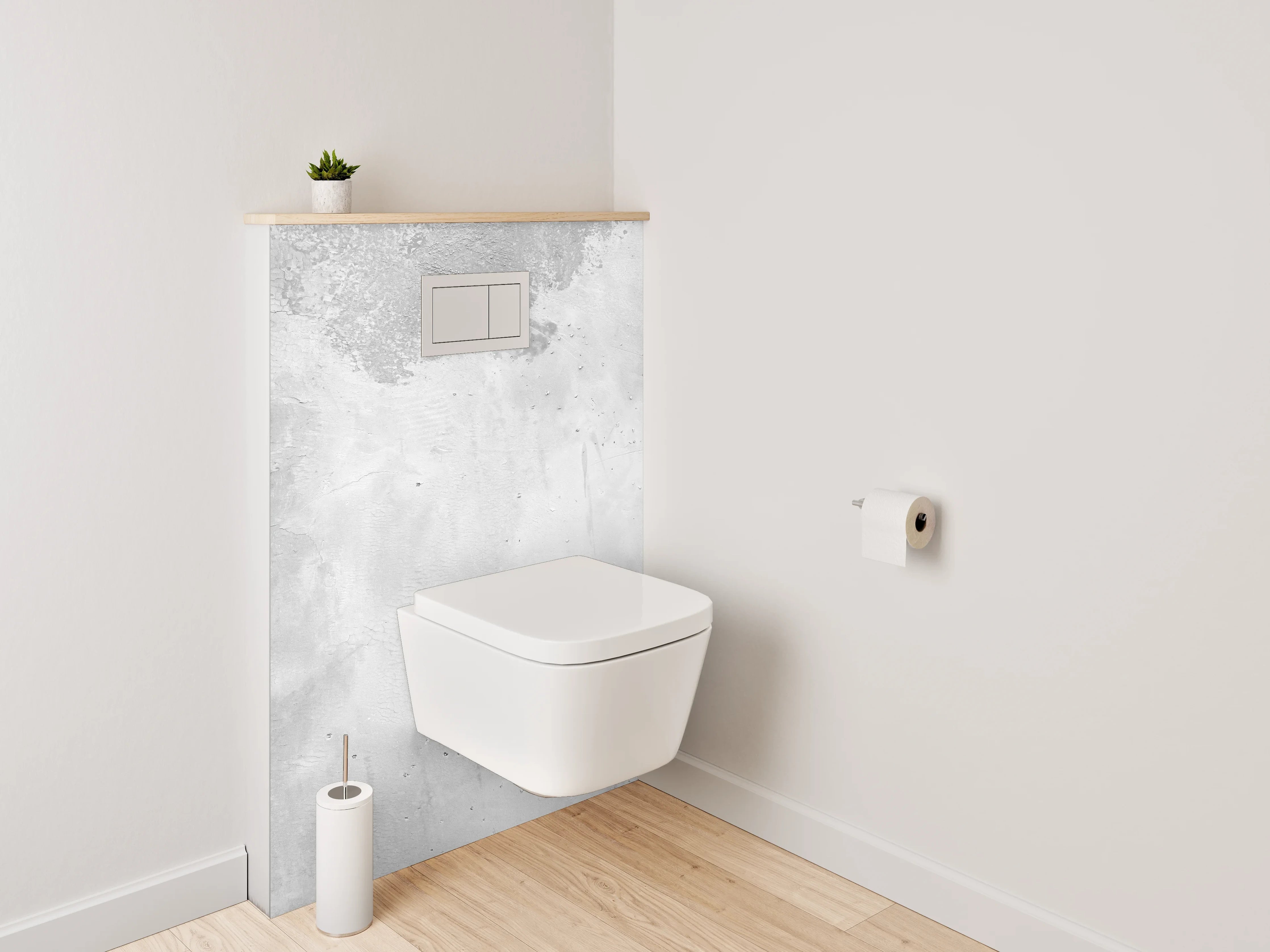 WC-Rückwand - Betonoptik Wand – Weiß Grau Minimalistisch