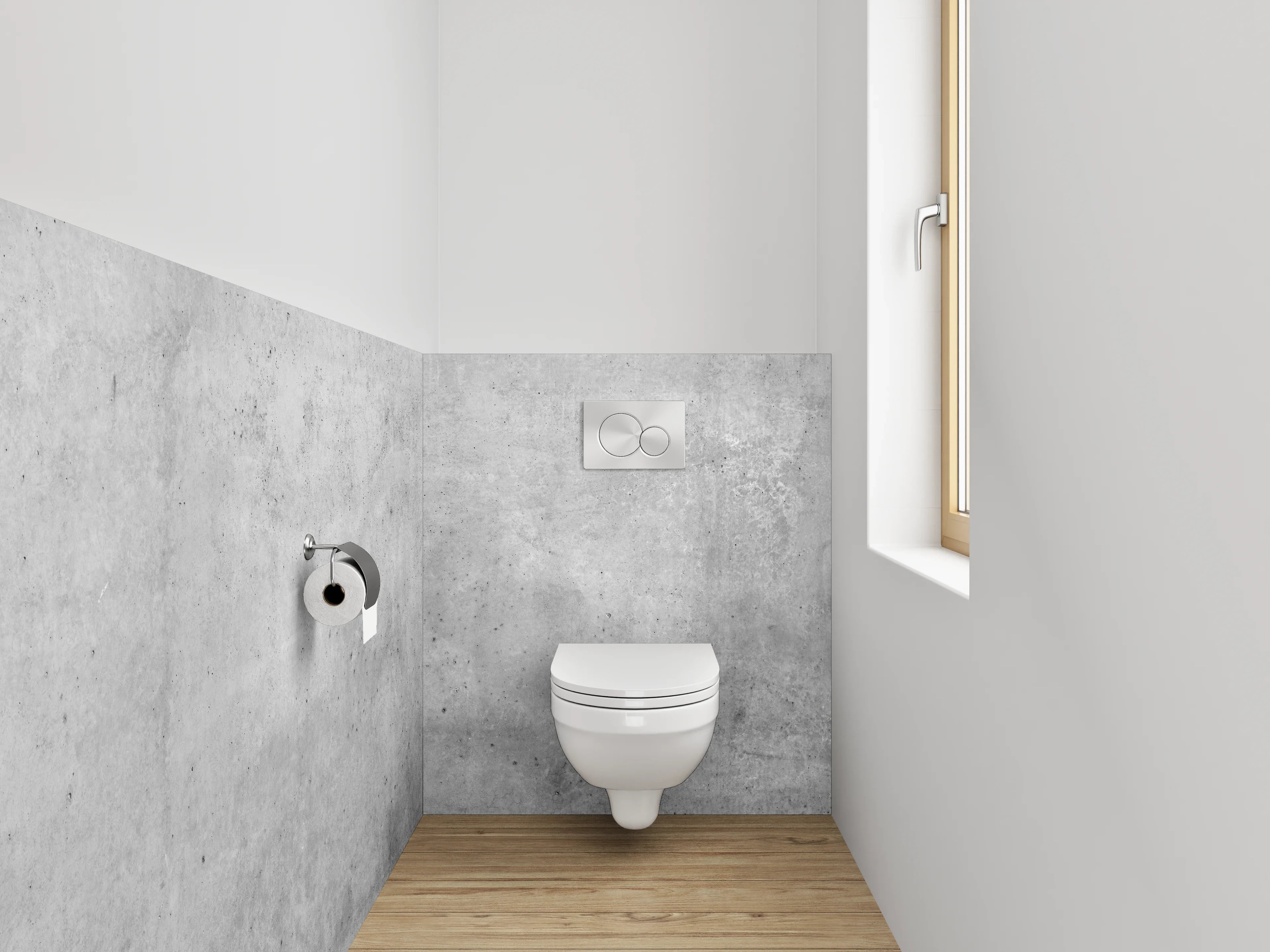WC-Rückwand - Betonoptik Wand – Weiß Grau Modern