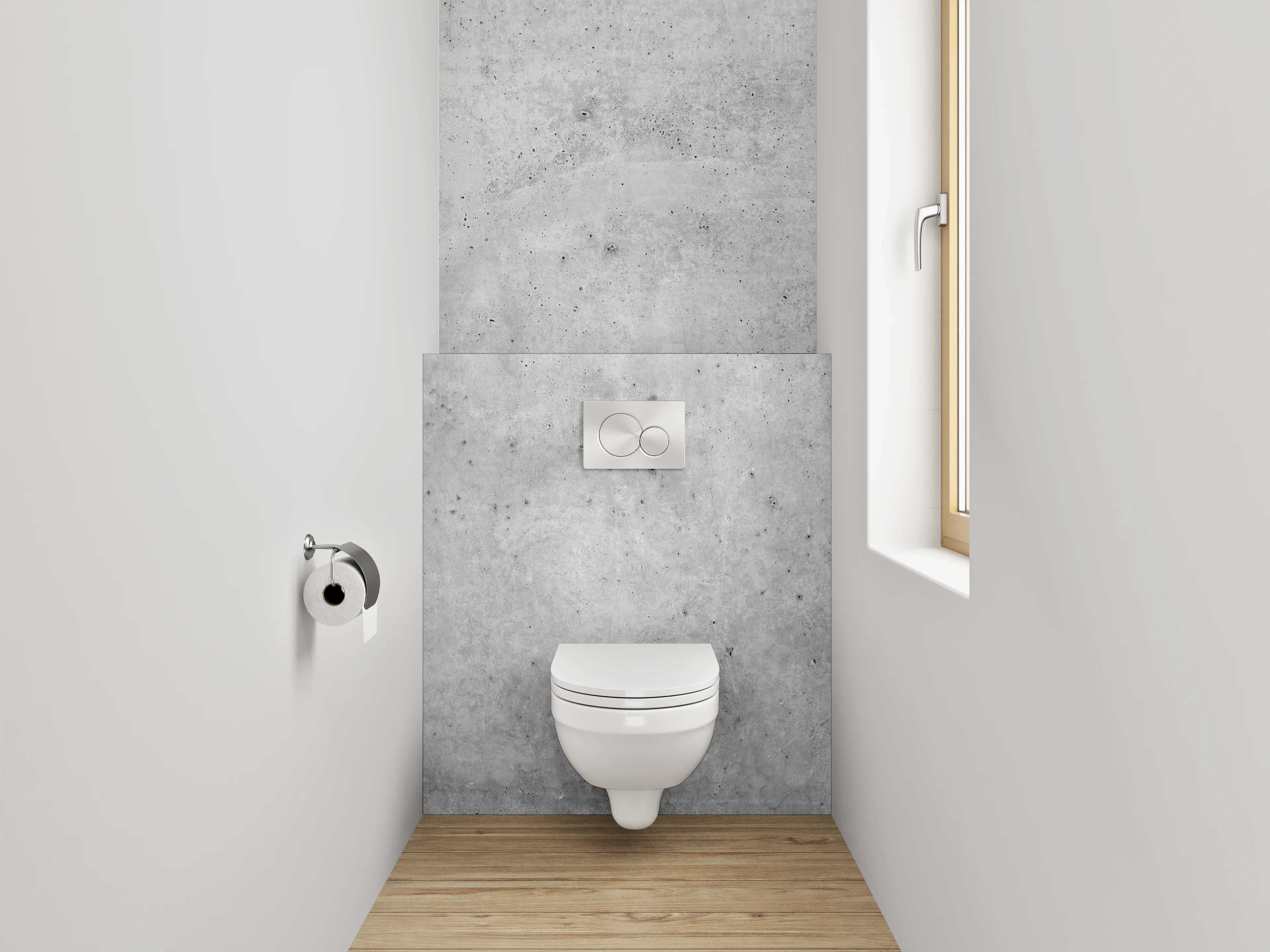 WC-Rückwand - Betonoptik Wand – Weiß Grau Modern