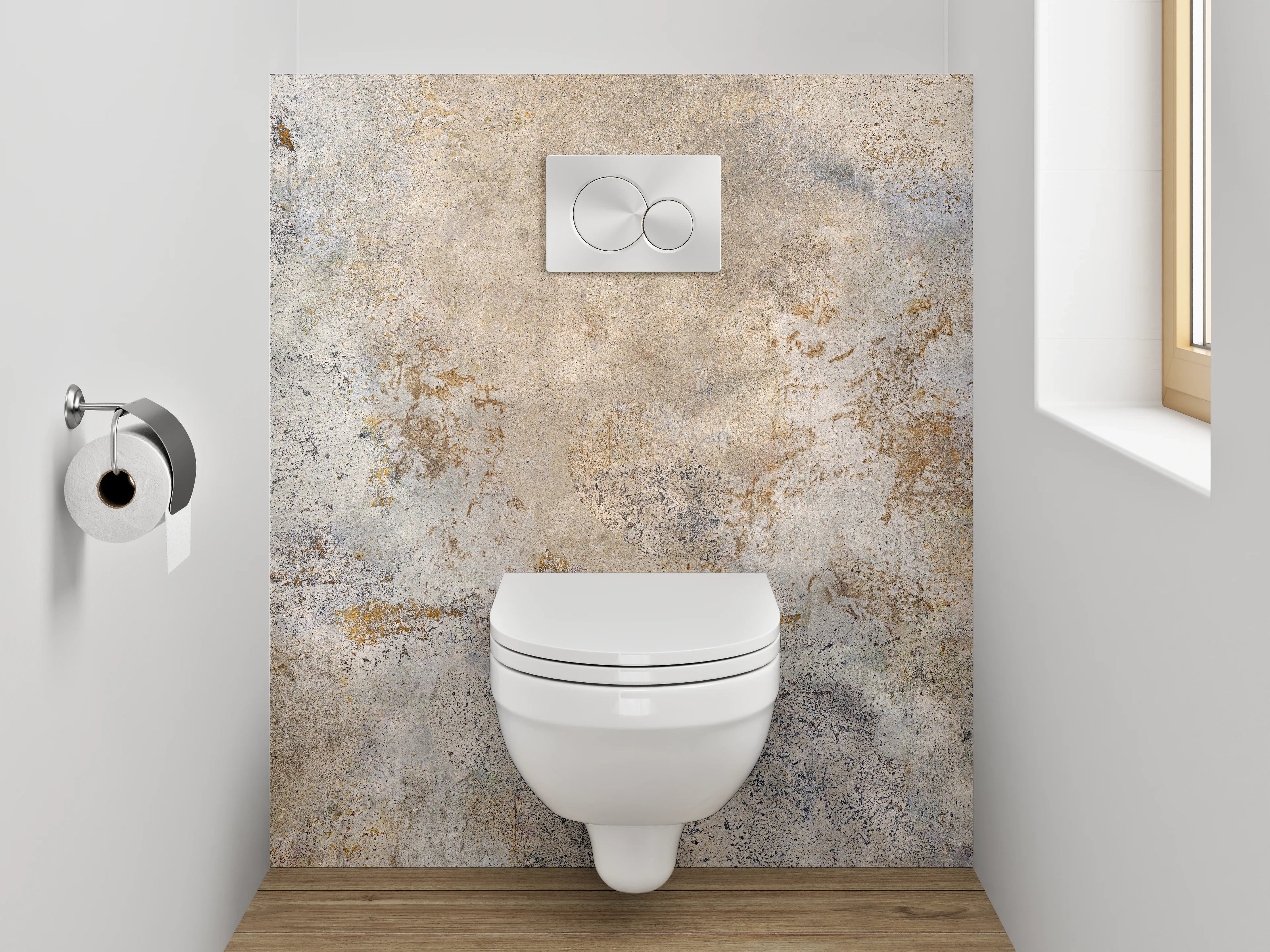 WC-Rückwand - Betonoptik Wanddekor Grau Beige