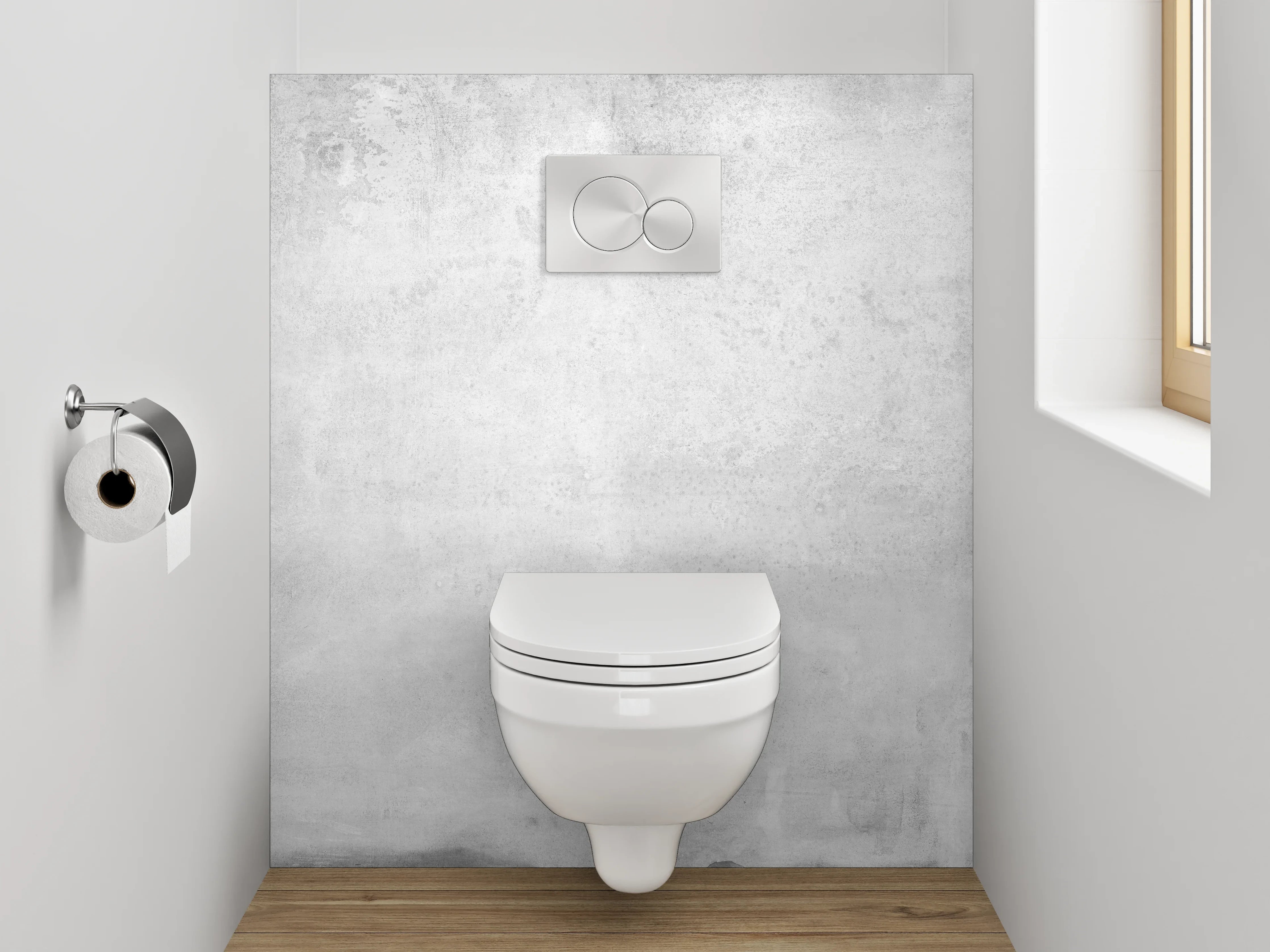 WC-Rückwand - Betonoptik Wandpaneel Weiß Grau