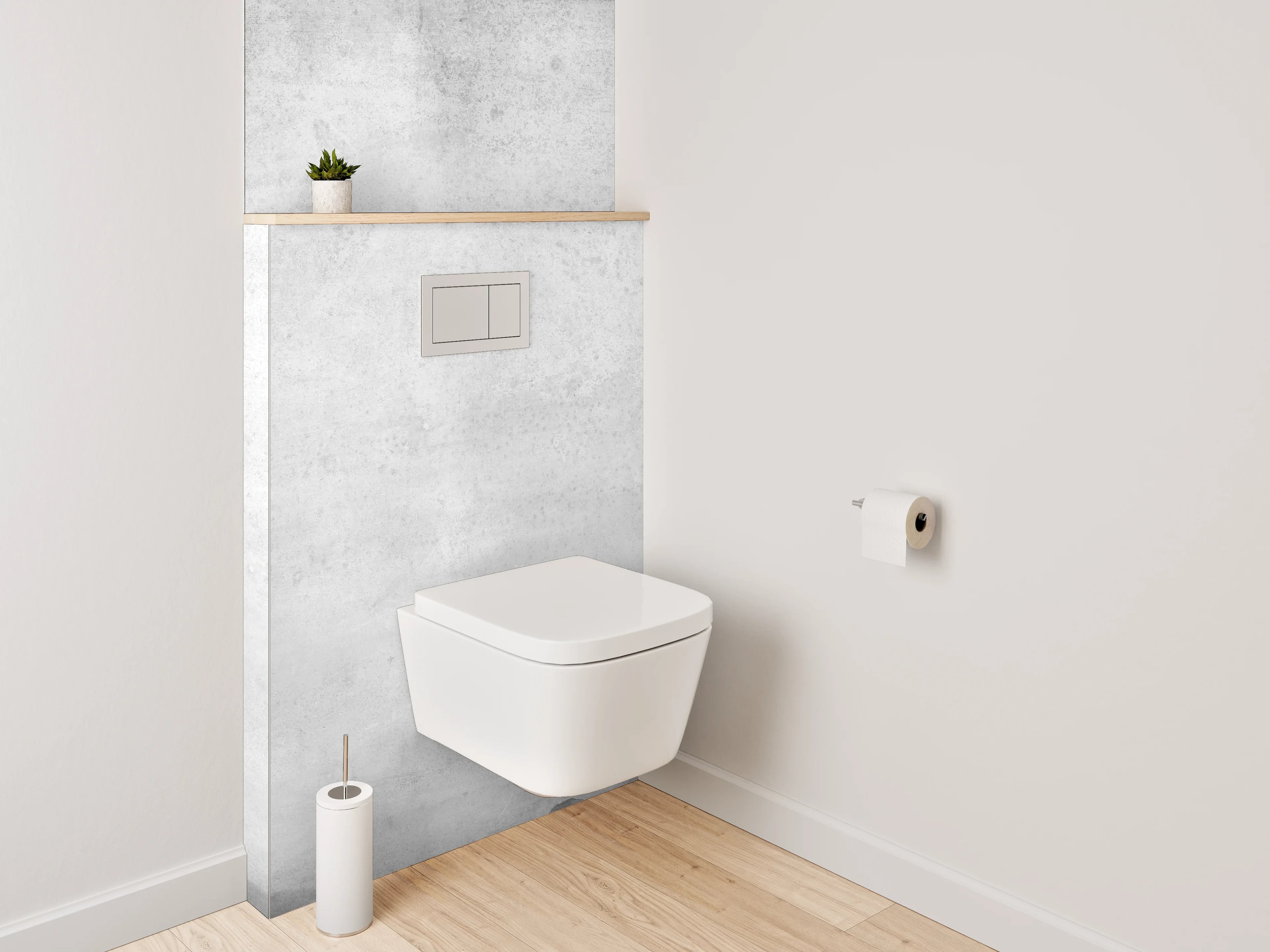 WC-Rückwand - Betonoptik Wandpaneel Weiß Grau