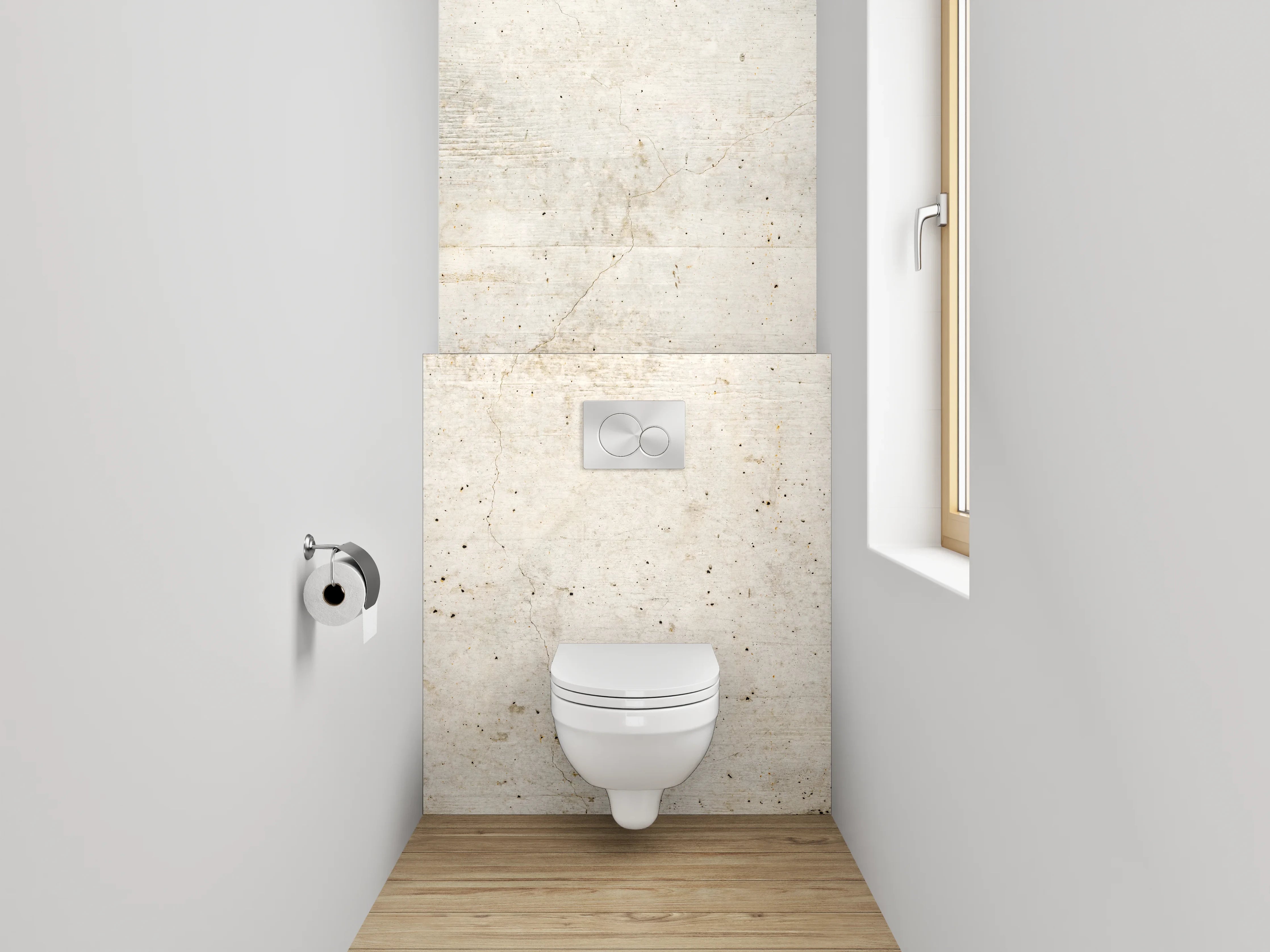 WC-Rückwand - Betonoptik Wandpanel Weiß Grau