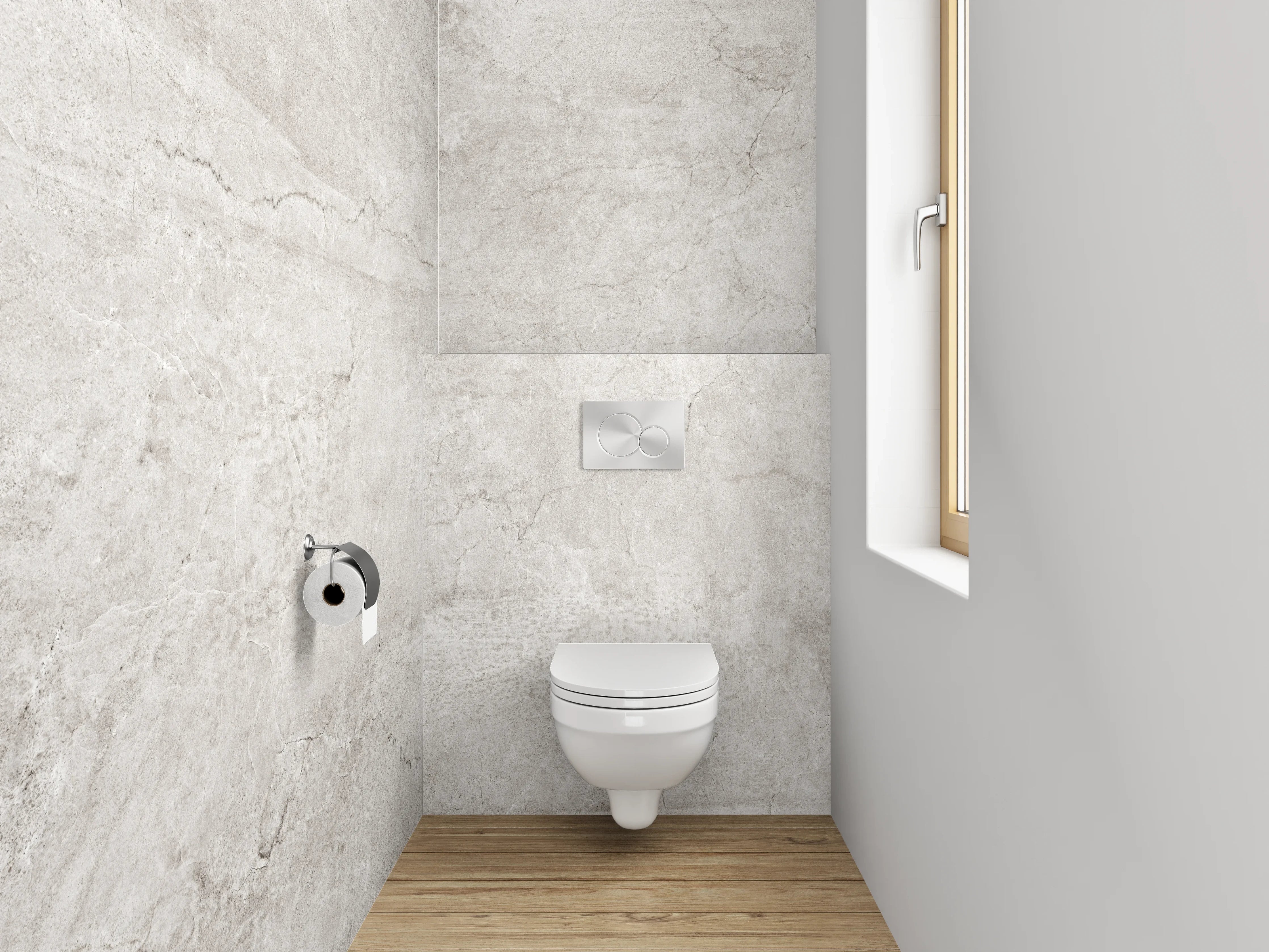 WC-Rückwand - Betonoptik Weiß-Grau Fliese