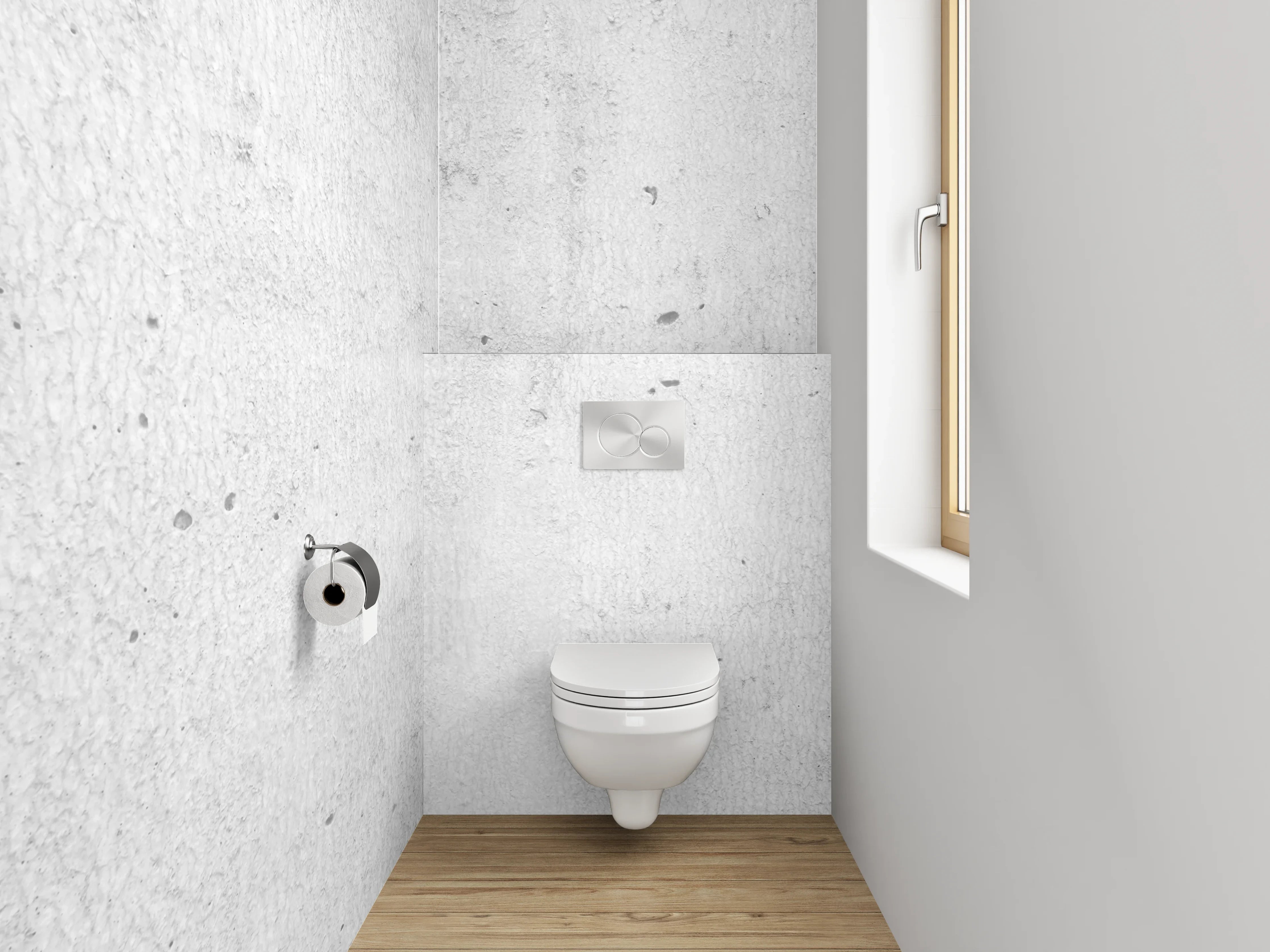 WC-Rückwand - Betonoptik Weiß-Grau Minimalistisch