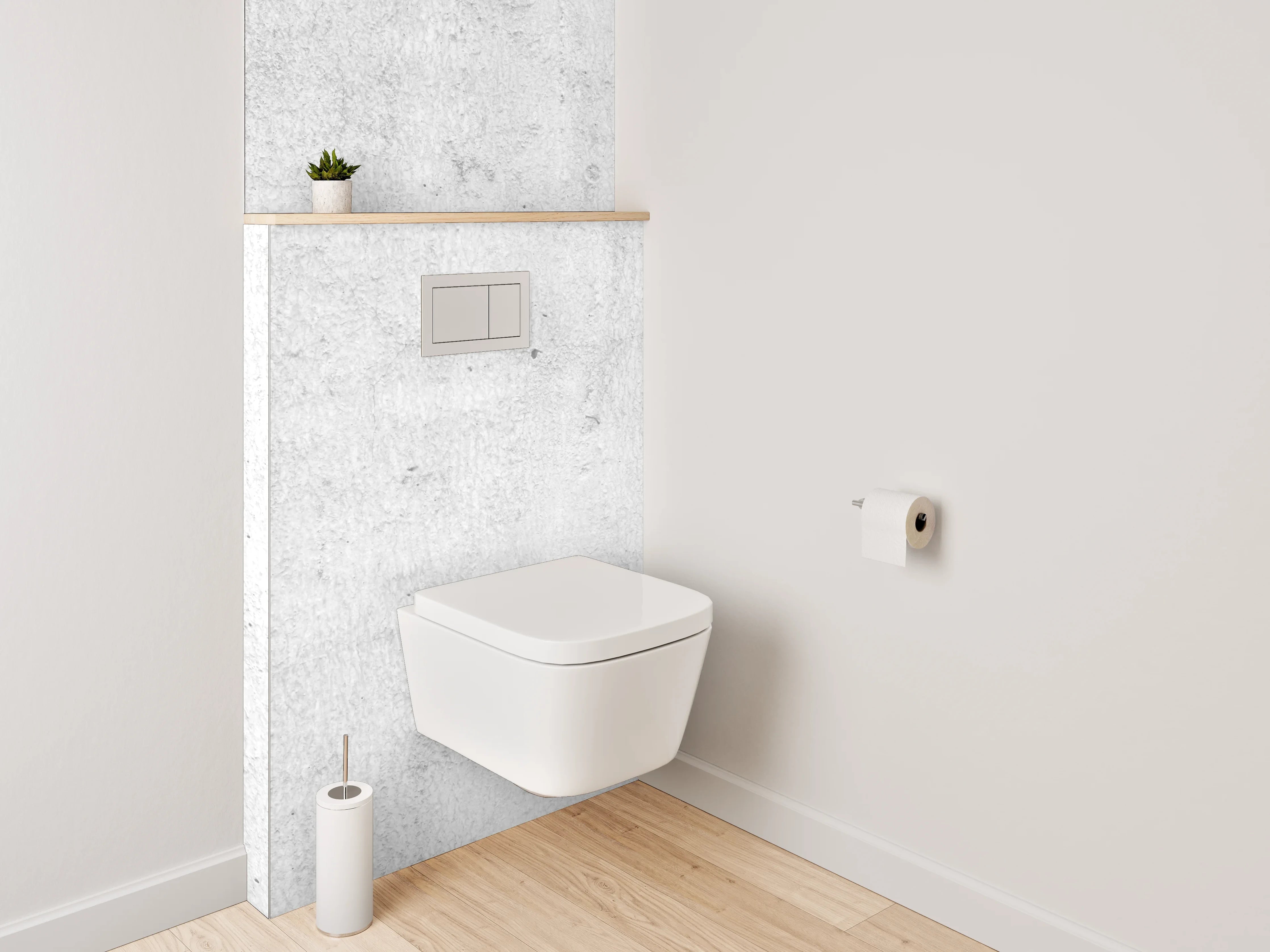 WC-Rückwand - Betonoptik Weiß-Grau Minimalistisch