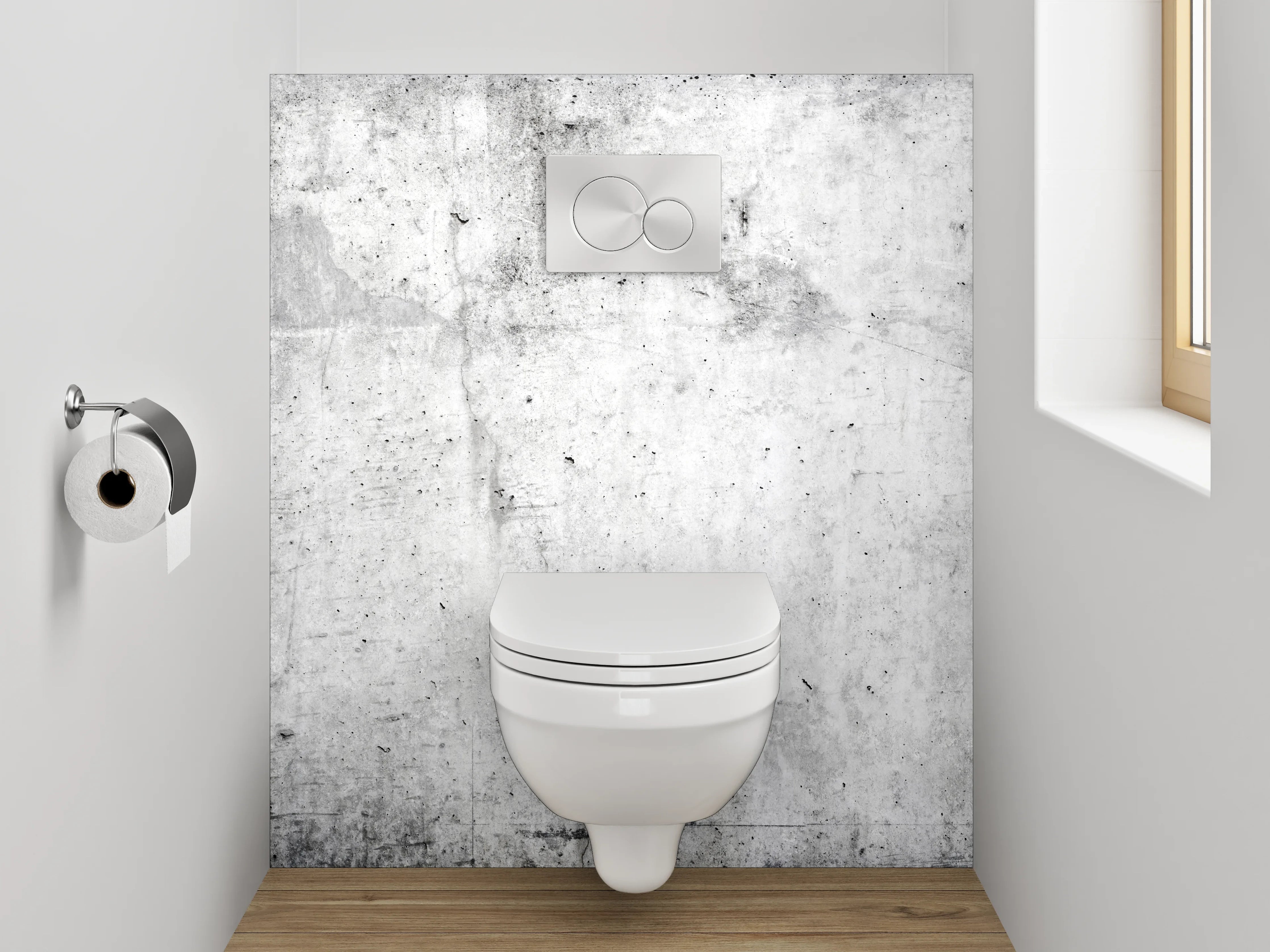 WC-Rückwand - Betonoptik Weiß Grau Wanddekor