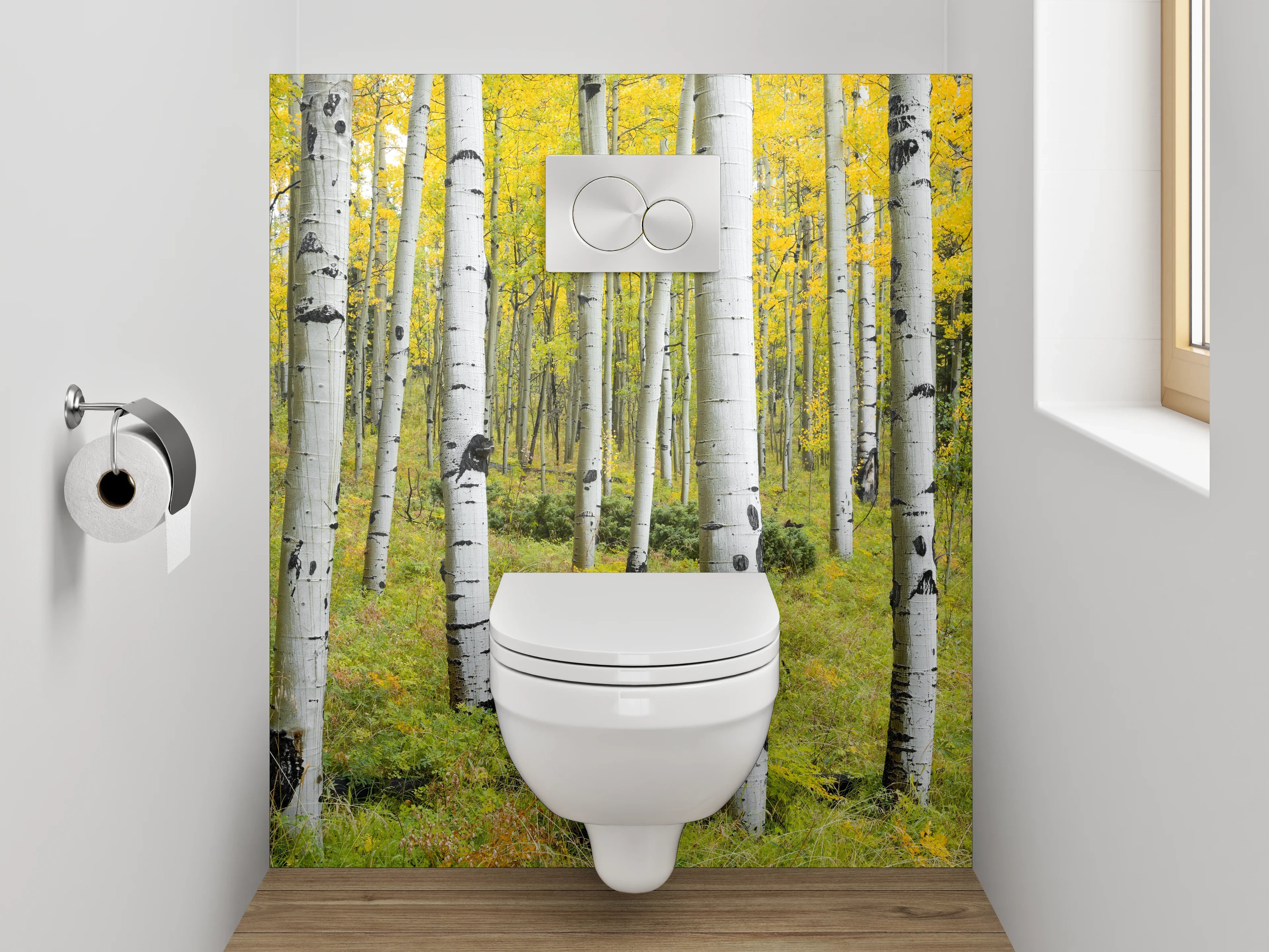 WC-Rückwand - Birkenwald Panorama Frühjahr