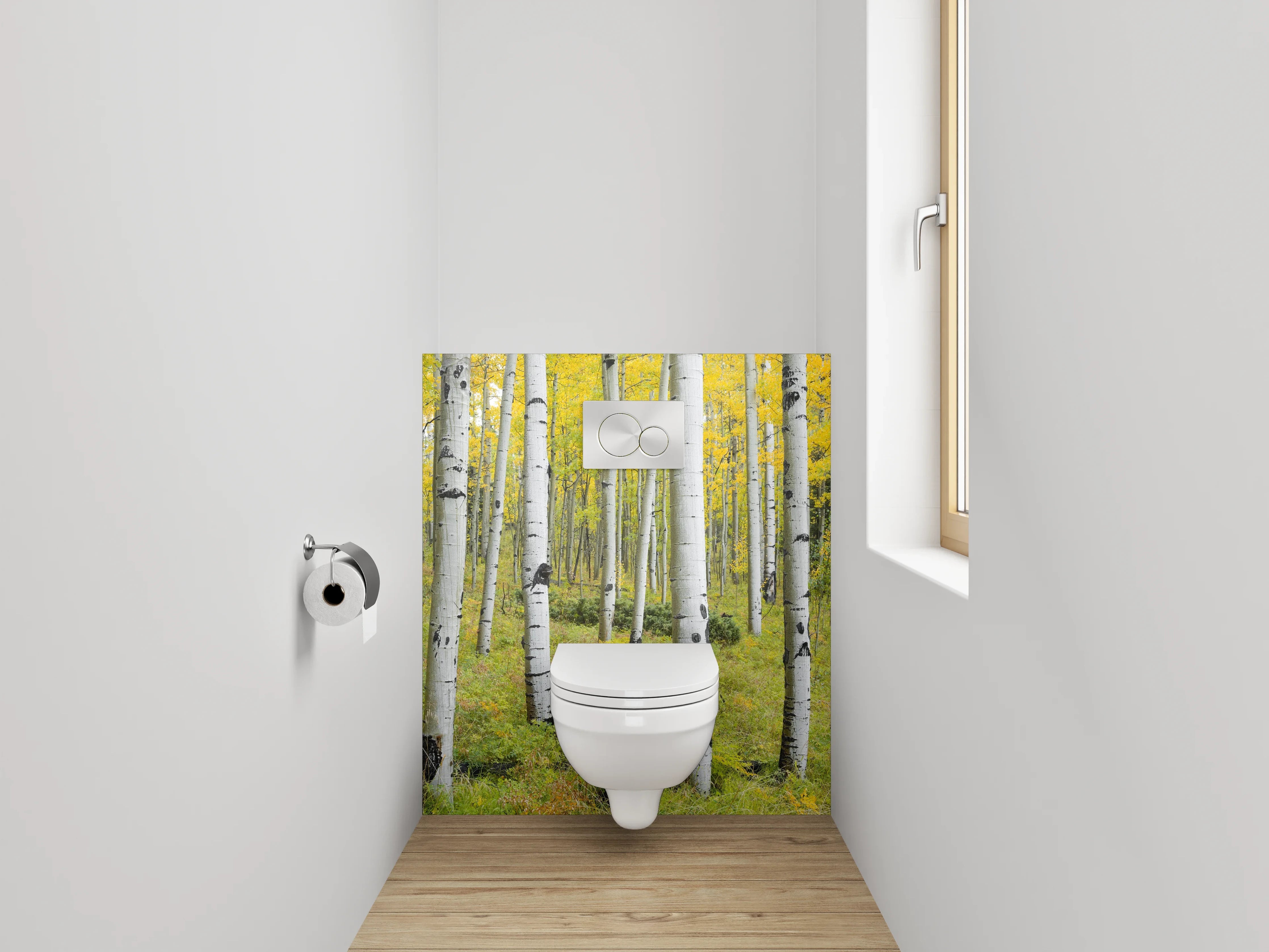 WC-Rückwand - Birkenwald Panorama Frühjahr