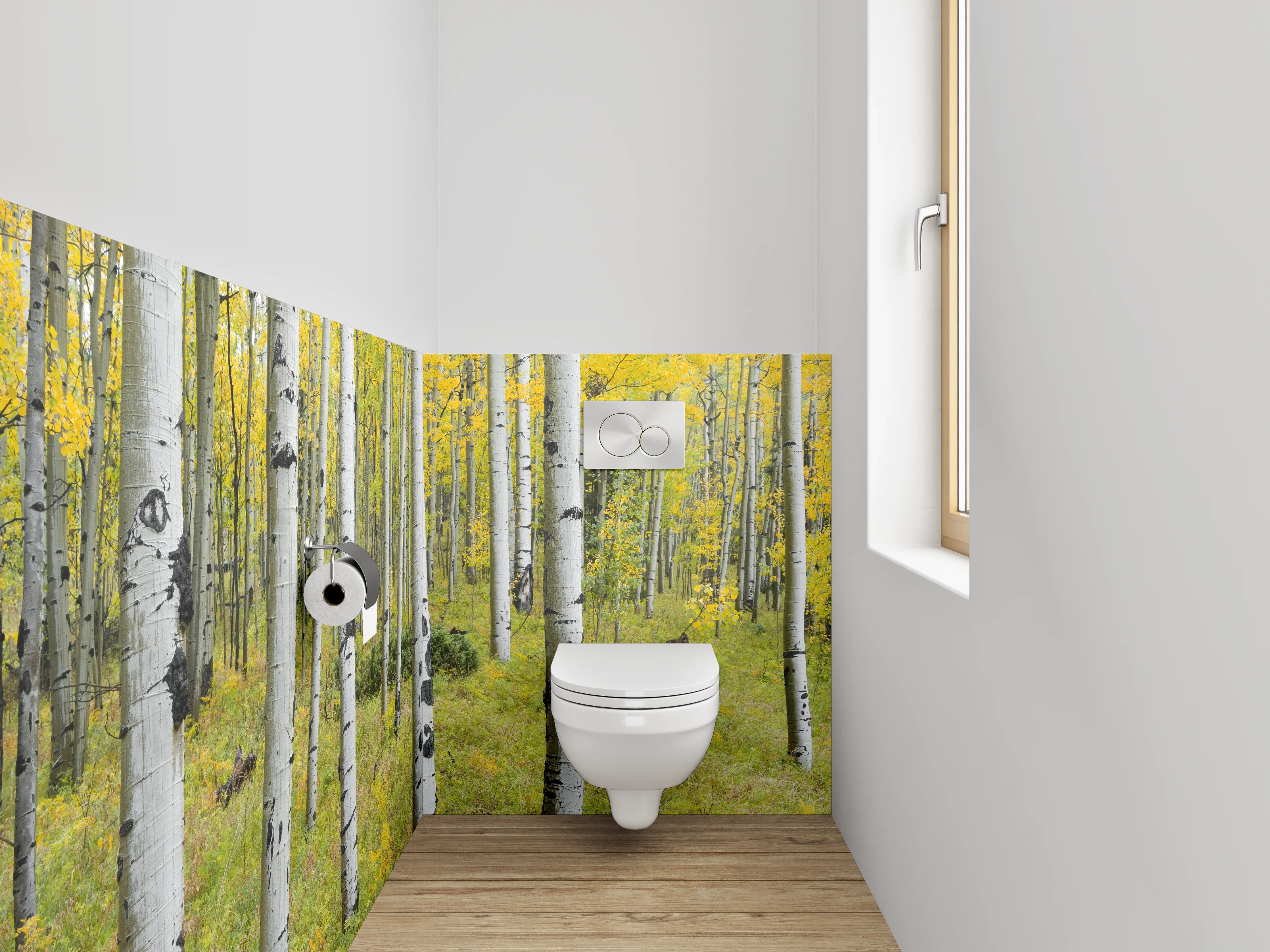 WC-Rückwand - Birkenwald Panorama Frühjahr
