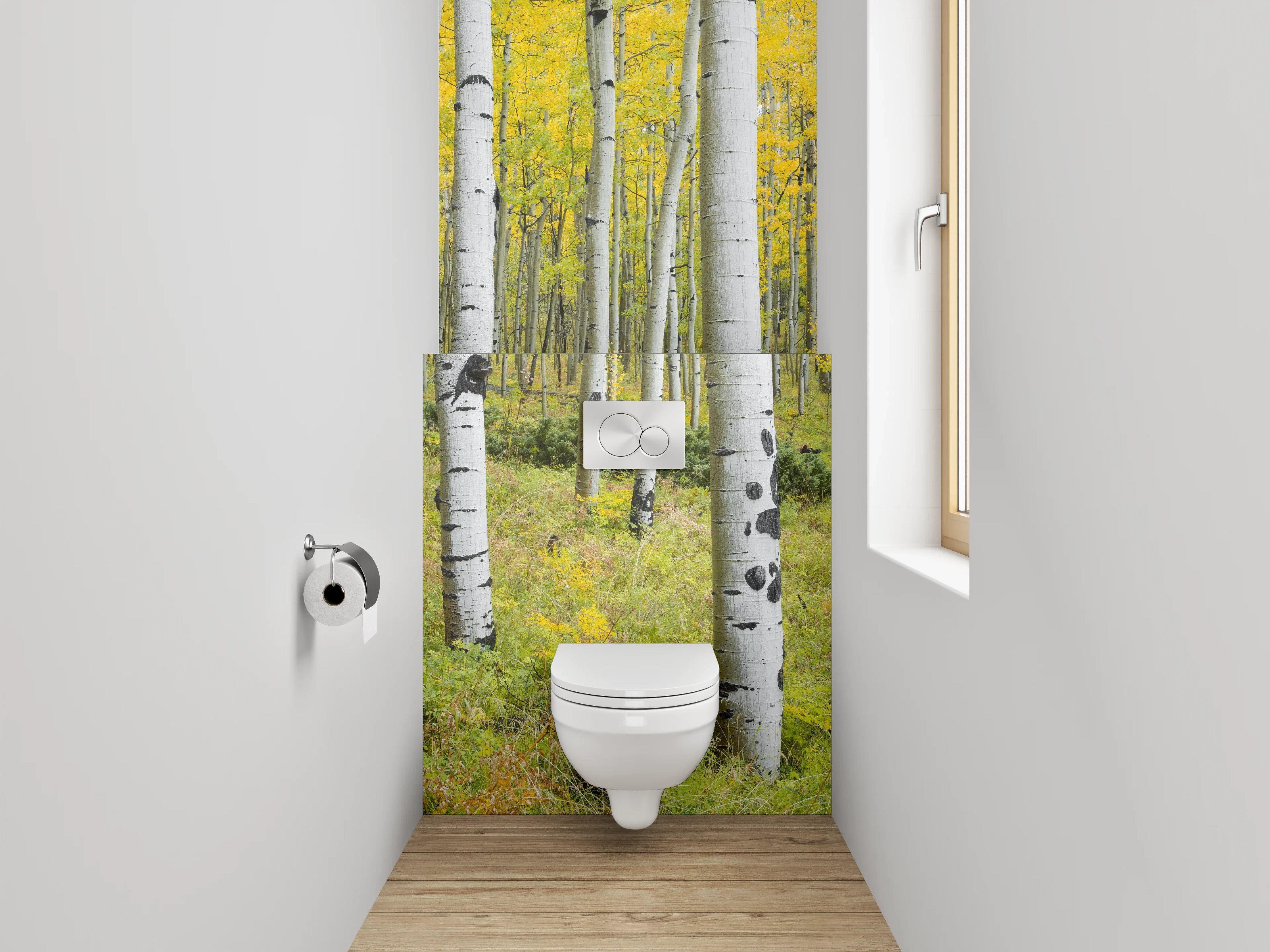 WC-Rückwand - Birkenwald Panorama Frühjahr
