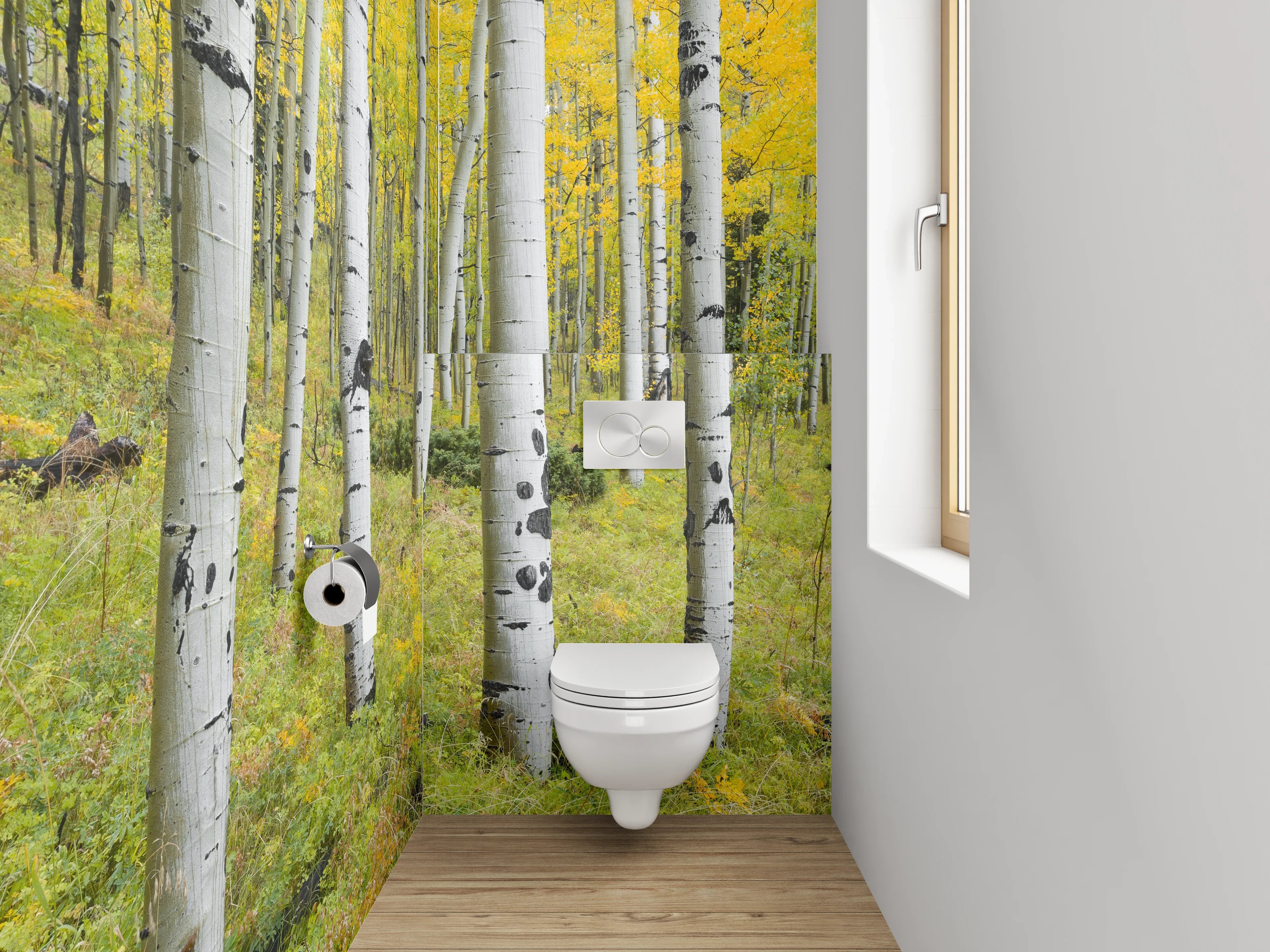 WC-Rückwand - Birkenwald Panorama Frühjahr