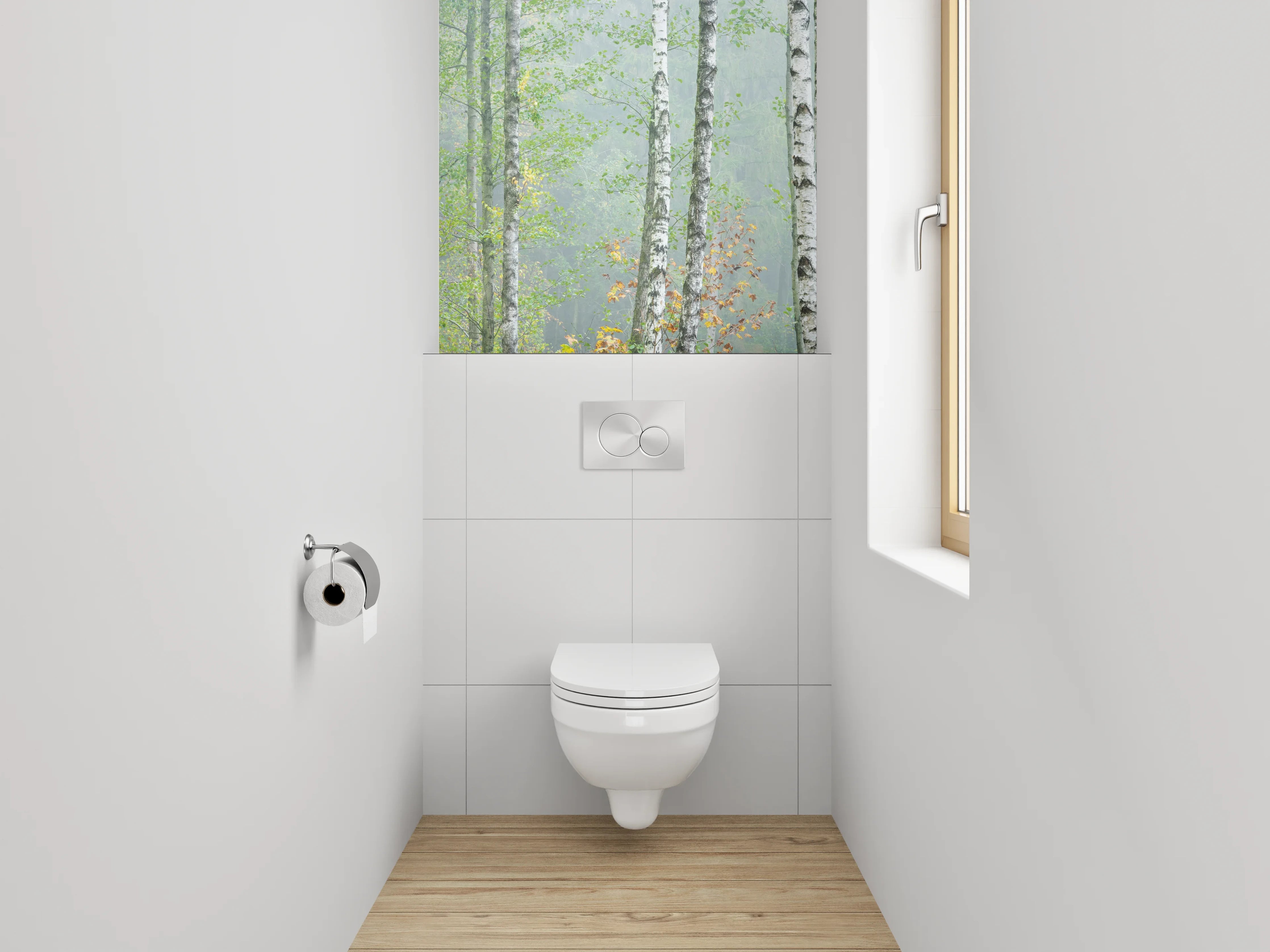 WC-Rückwand - Birkenwald im Nebel – Natur Pur