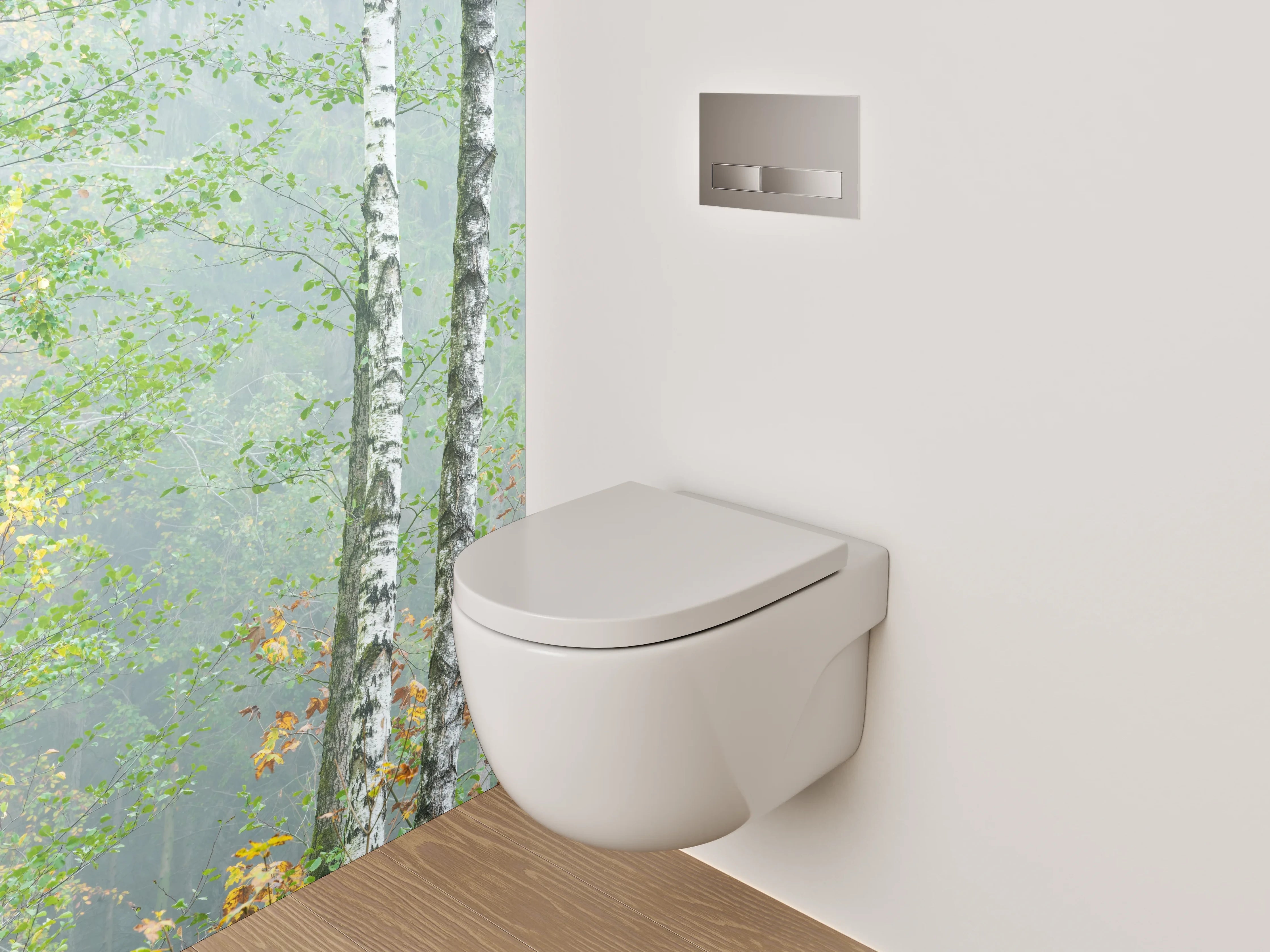 WC-Rückwand - Birkenwald im Nebel – Natur Pur